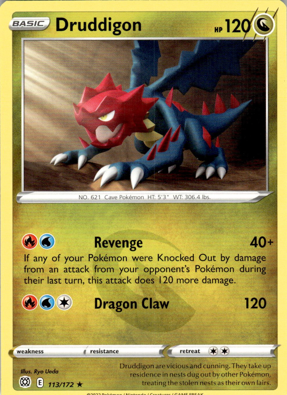 Druddigon 113/172 Rare Brilliant Stars Pokemon Near Mint