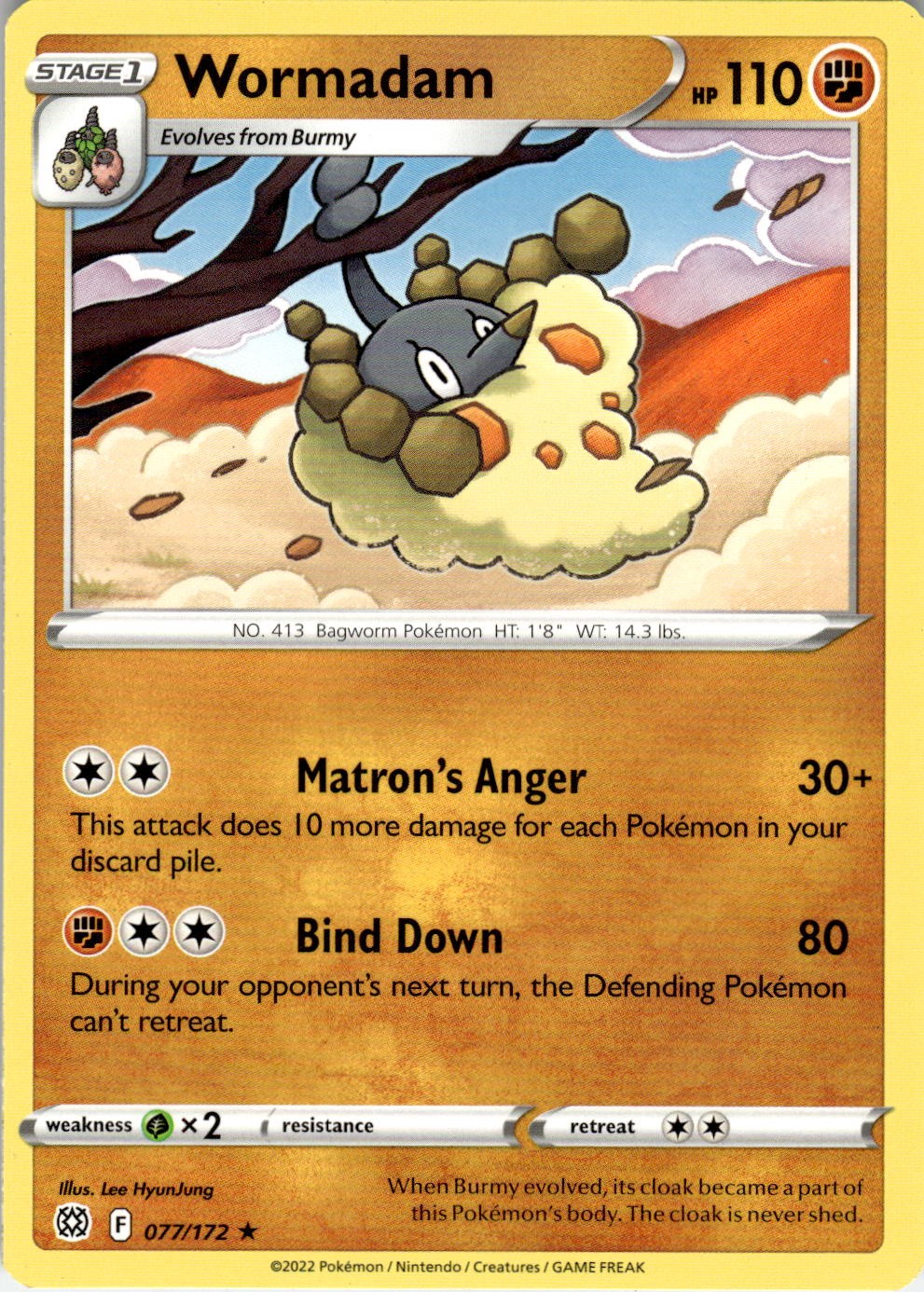 2022 POKEMON WORMADAM 077/172 RARE BRILLIANT STARS NEAR MINT