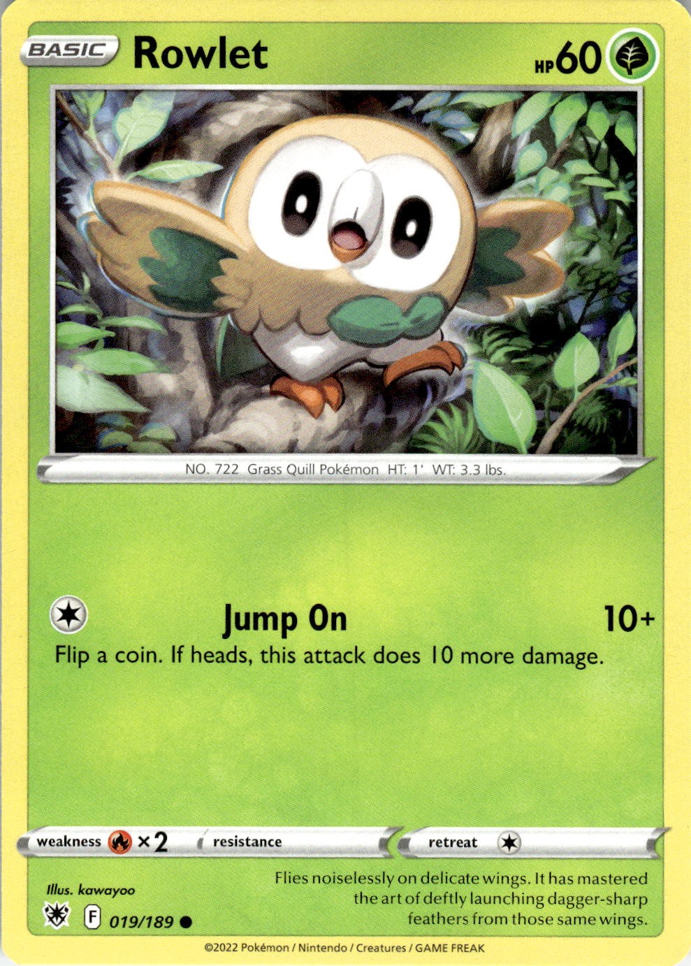 Rowlet 019/189 Common Astral Radiance Pokemon Near Mint