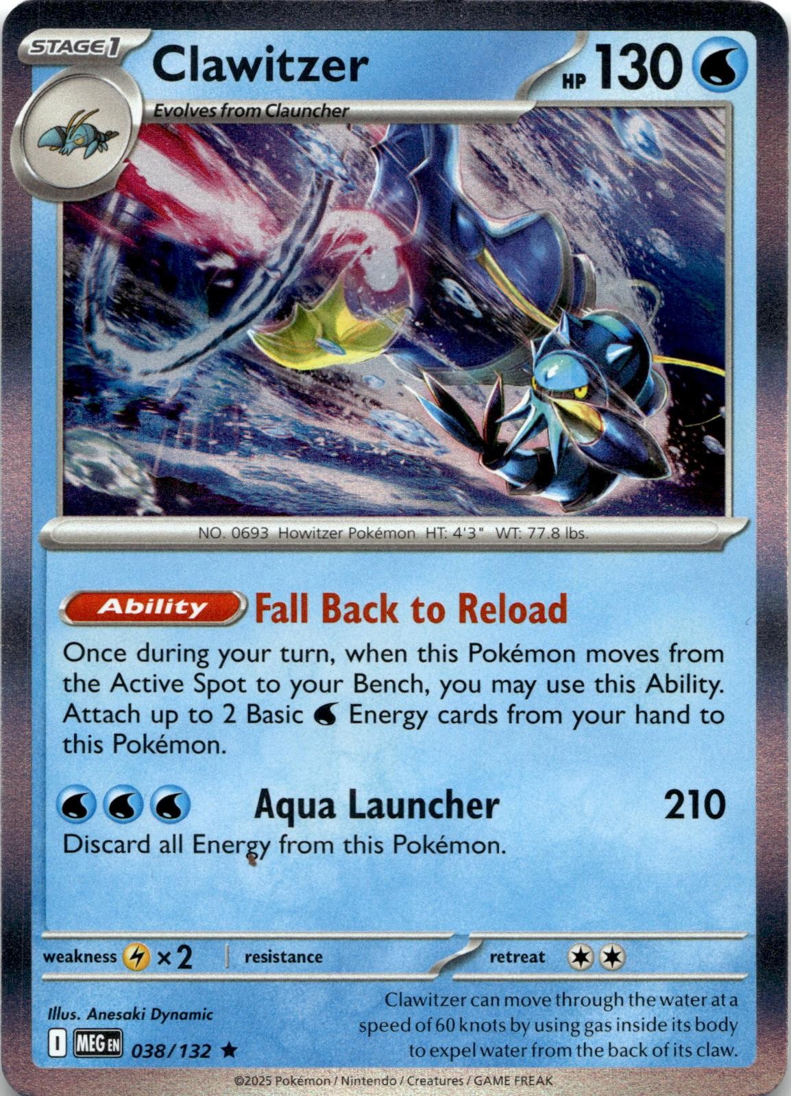Clawitzer 038/132 Rare Mega Evolution Pokemon Holo Near Mint