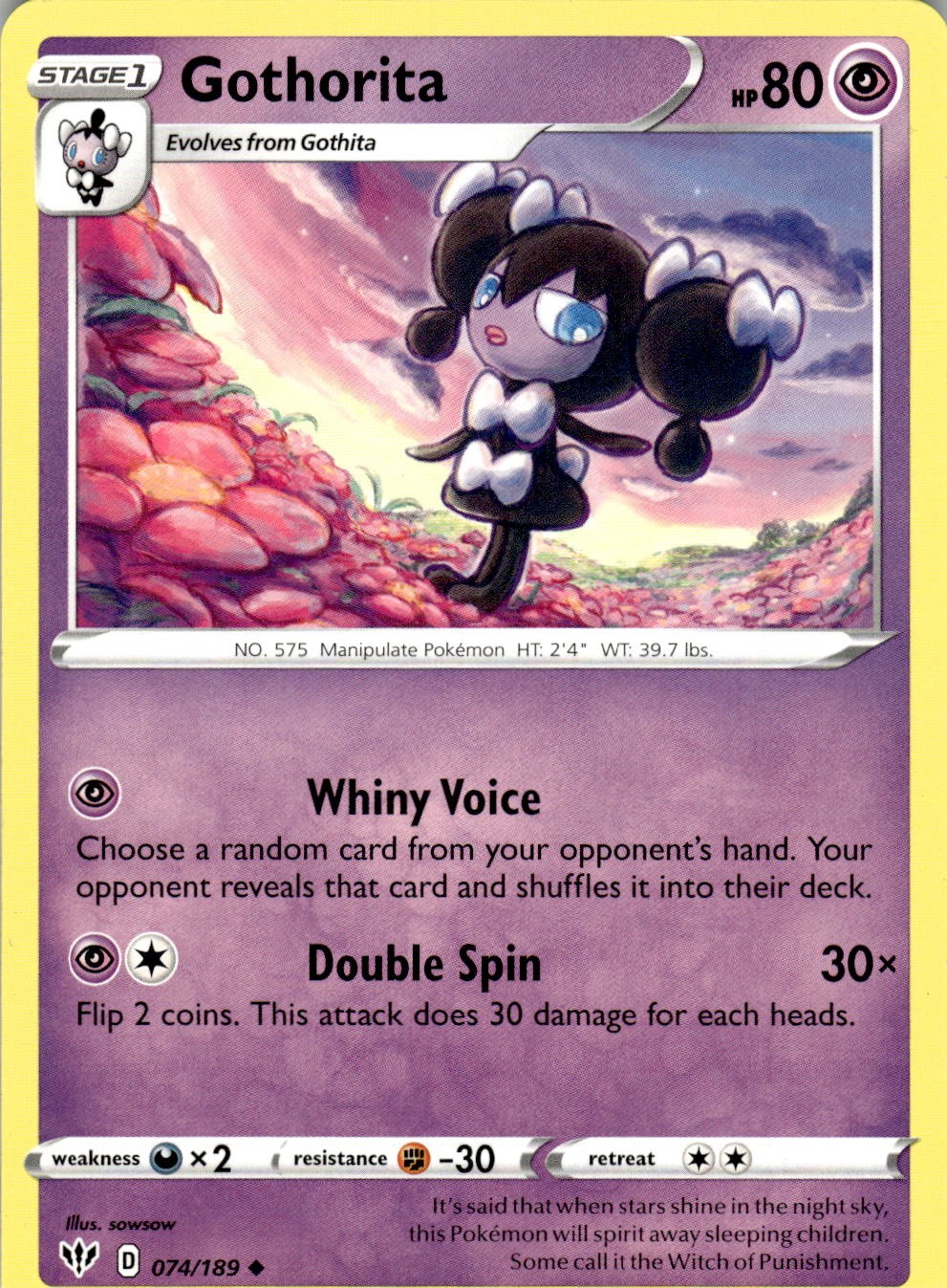 Gothorita 074/189 Uncommon Darkness Ablaze Pokemon Near Mint