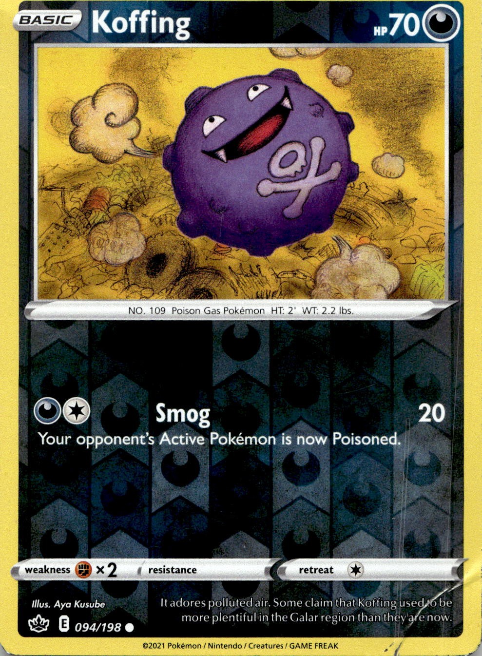 Koffing 094/198 Common Chilling Reign Pokemon Reverse Holo Lightly Played
