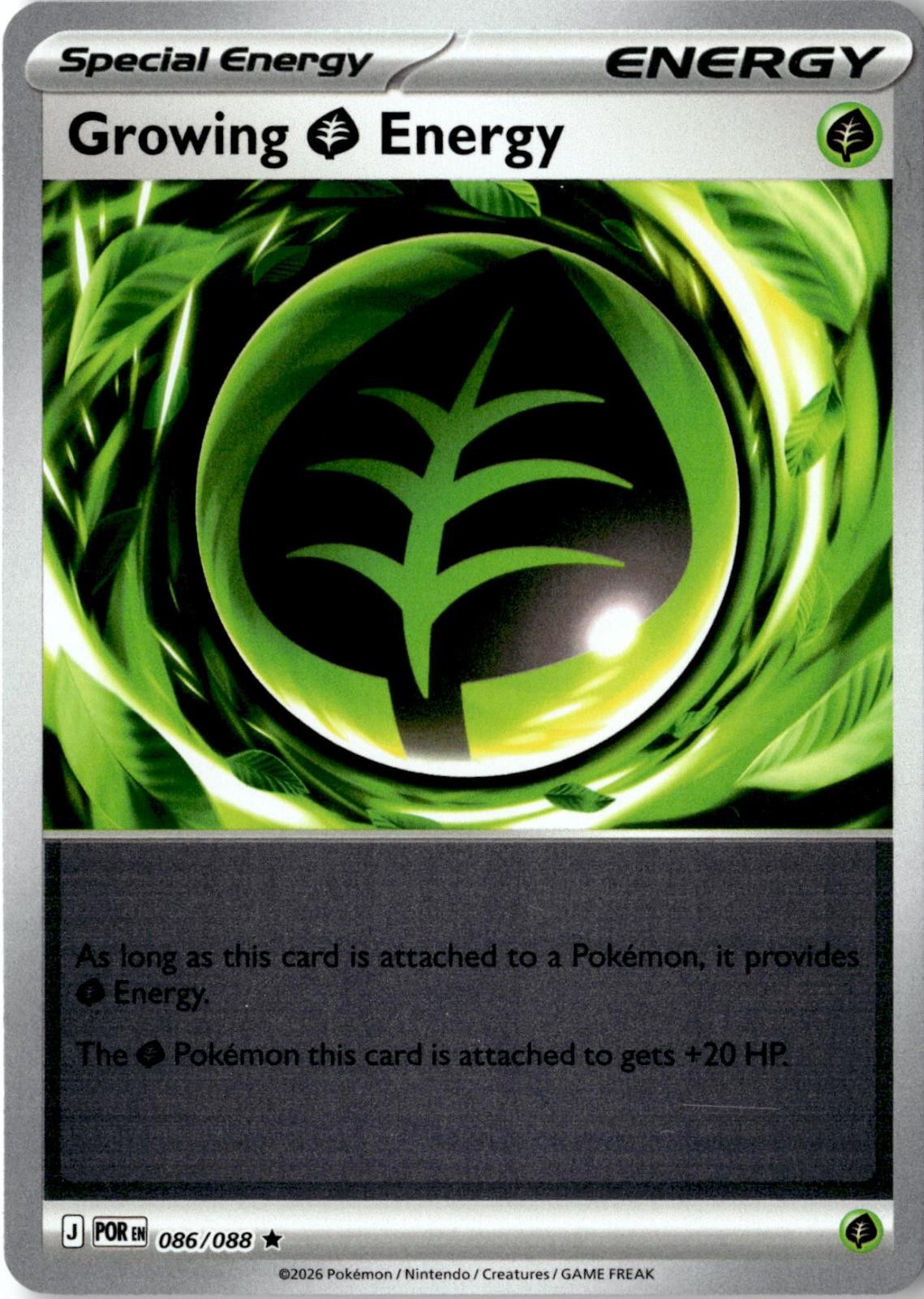 2026 POKEMON GROWING GRASS ENERGY 086/088 RARE PERFECT ORDER REVERSE HOLO NM