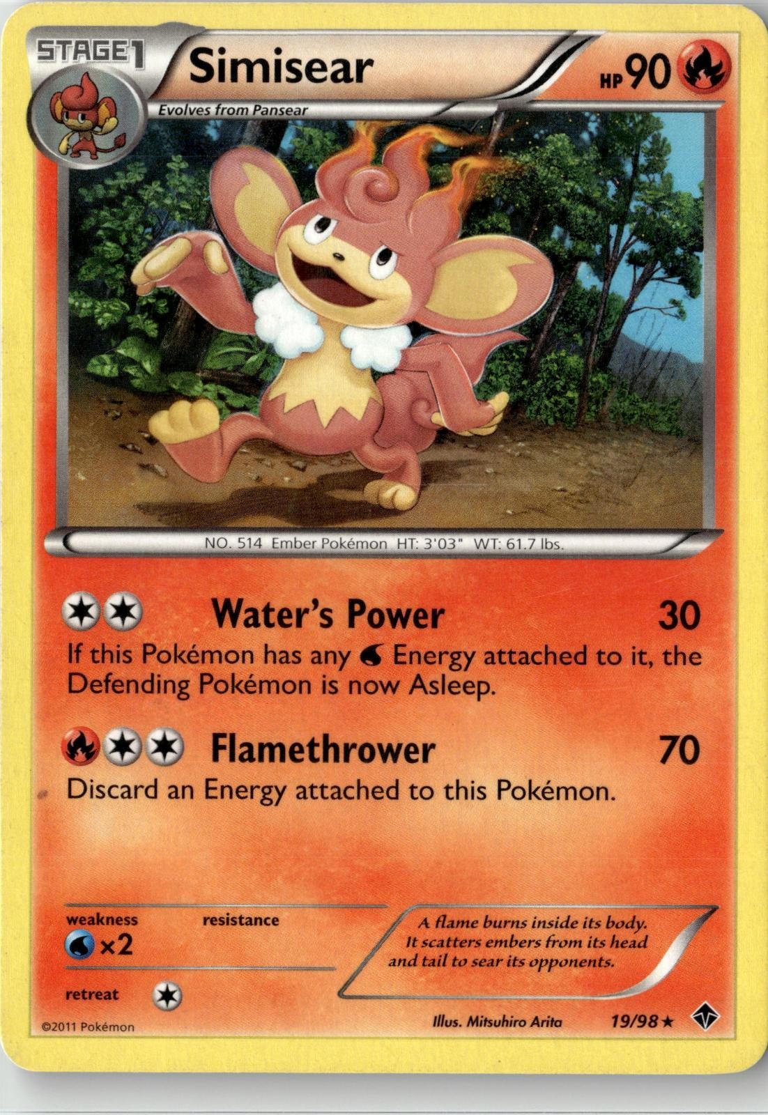 2011 POKEMON SIMISEAR 19/98 RARE EMERGING POWERS NEAR MINT