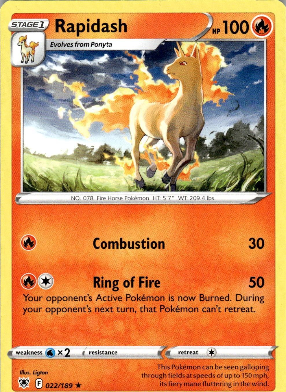 Rapidash 022/189 Rare Astral Radiance Pokemon Near Mint