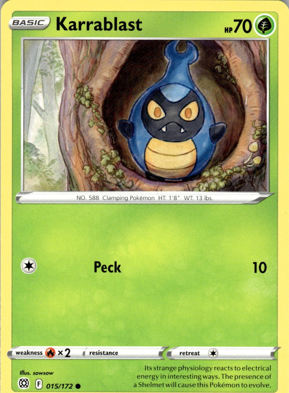Karrablast 015/172 Common Brilliant Stars Pokemon Lightly Played