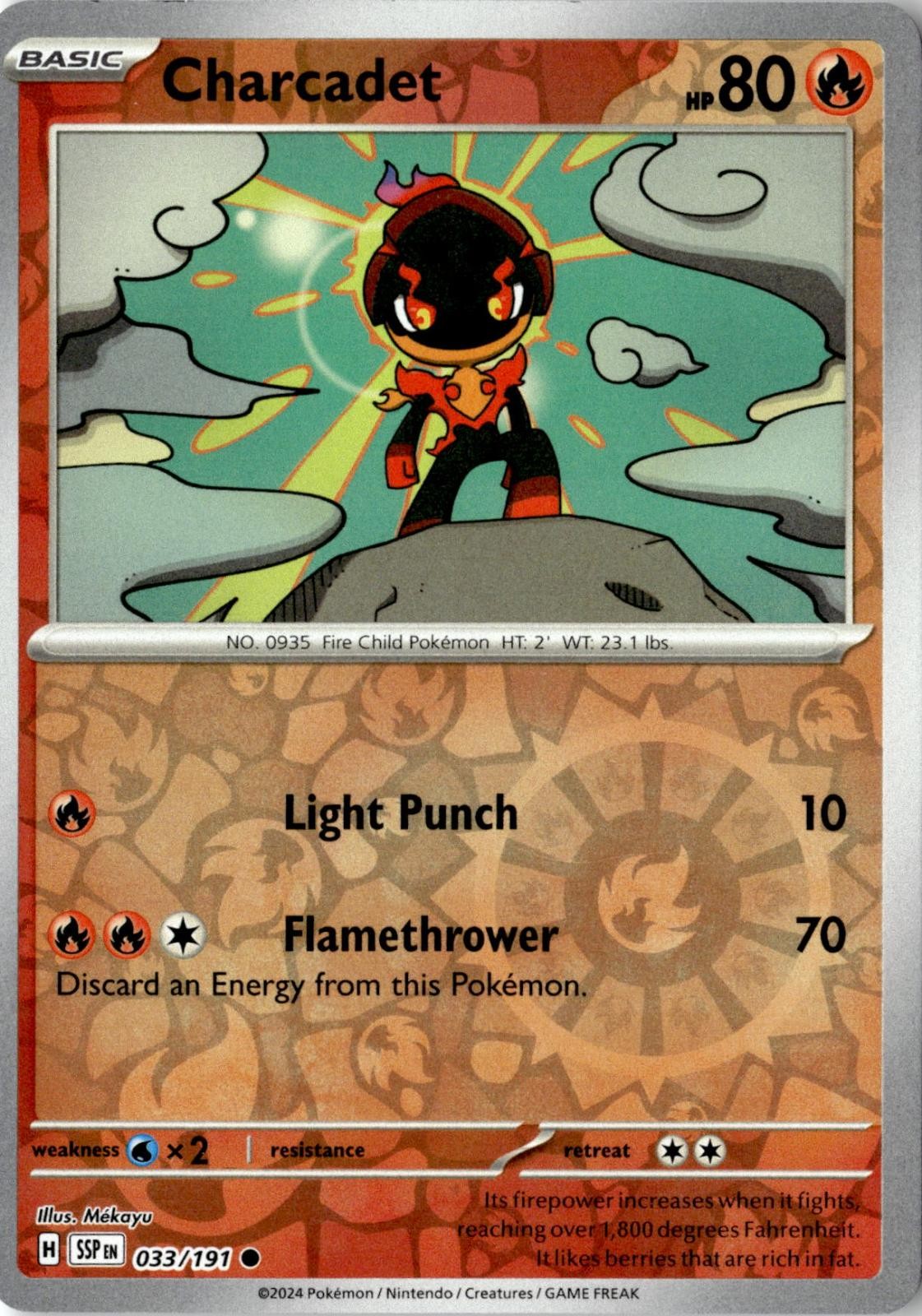 2024 POKEMON CHARCADET 033/191 COMMON SURGING SPARKS REVERSE HOLO NEAR MINT