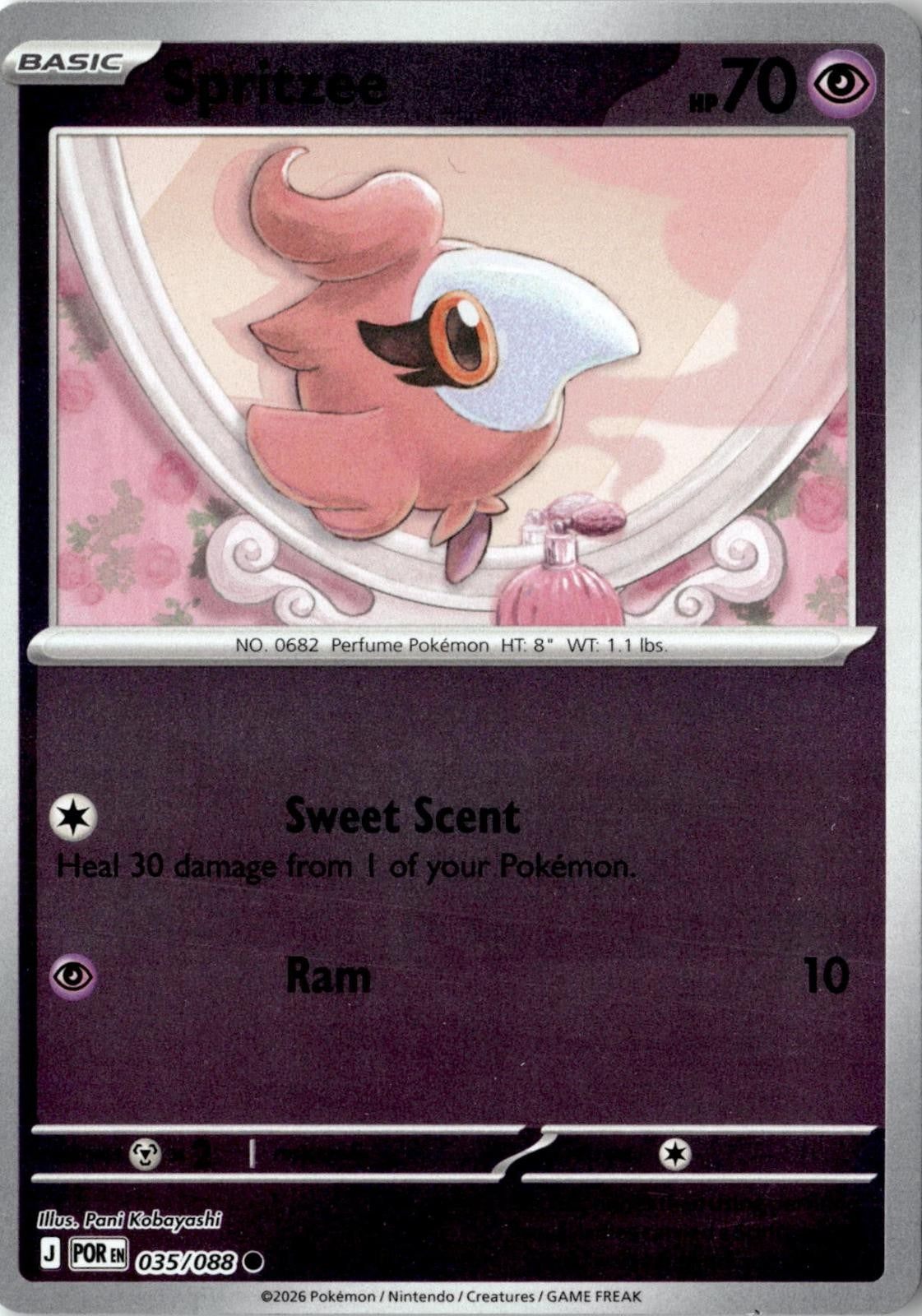 2026 POKEMON SPRITZEE 035/088 COMMON PERFECT ORDER REVERSE HOLO NEAR MINT