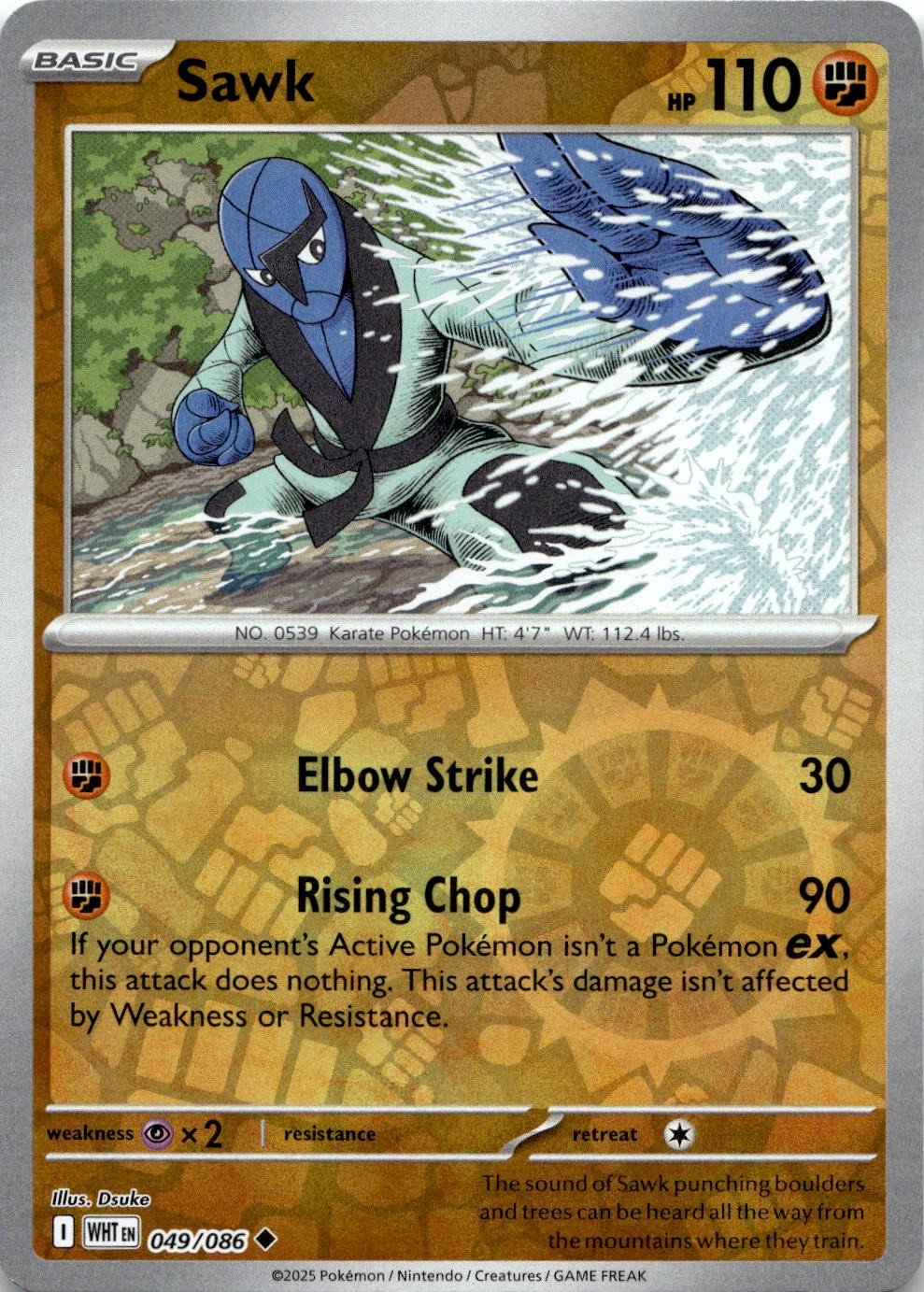 Sawk 049/086 Uncommon White Flare Pokemon Reverse Holo Near Mint
