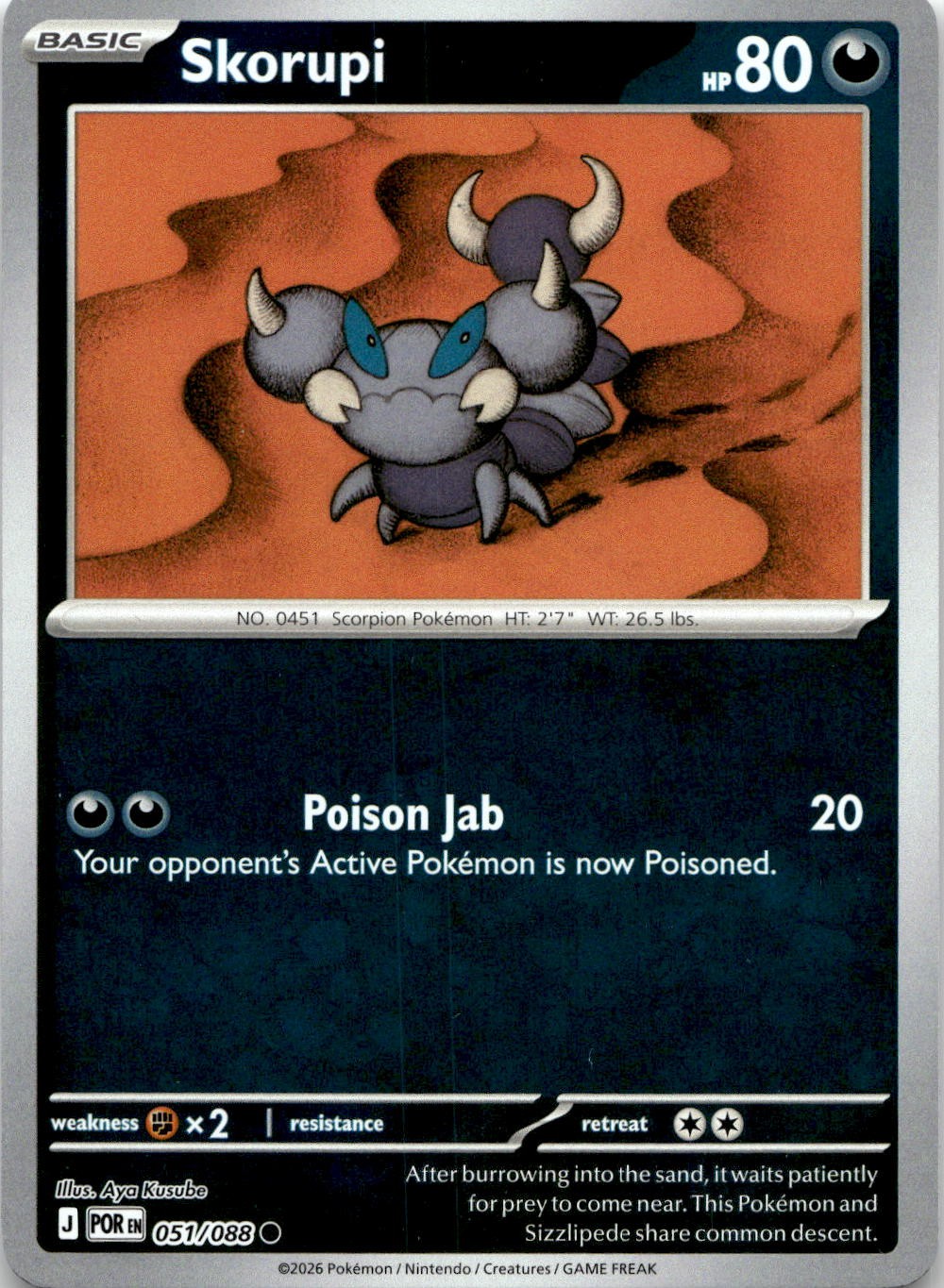 Skorupi 051/088 Common Perfect Order Pokemon Reverse Holo Near Mint
