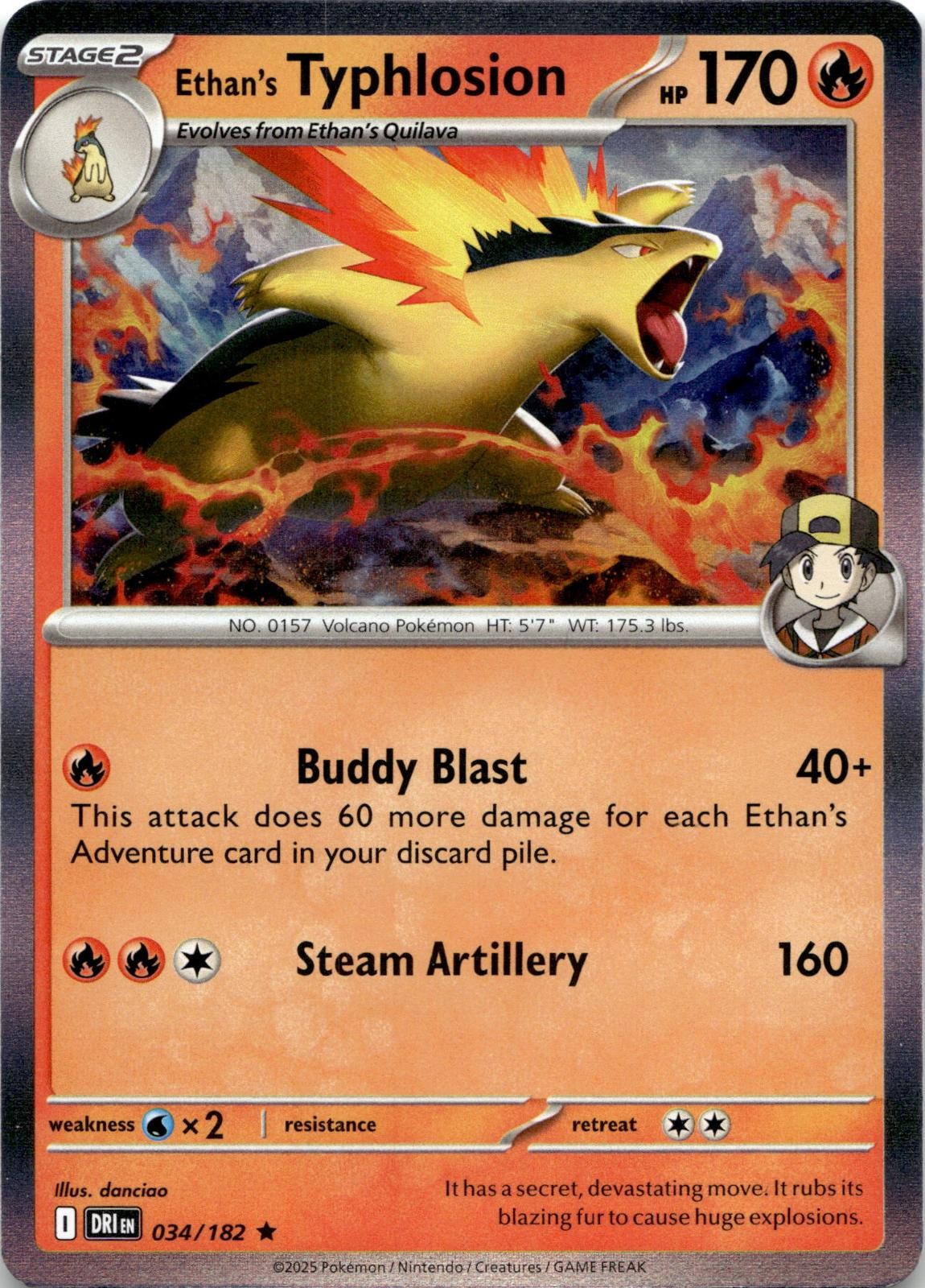 Ethan's Typhlosion 034/182 Rare Destined Rivals Pokemon Holo Near Mint