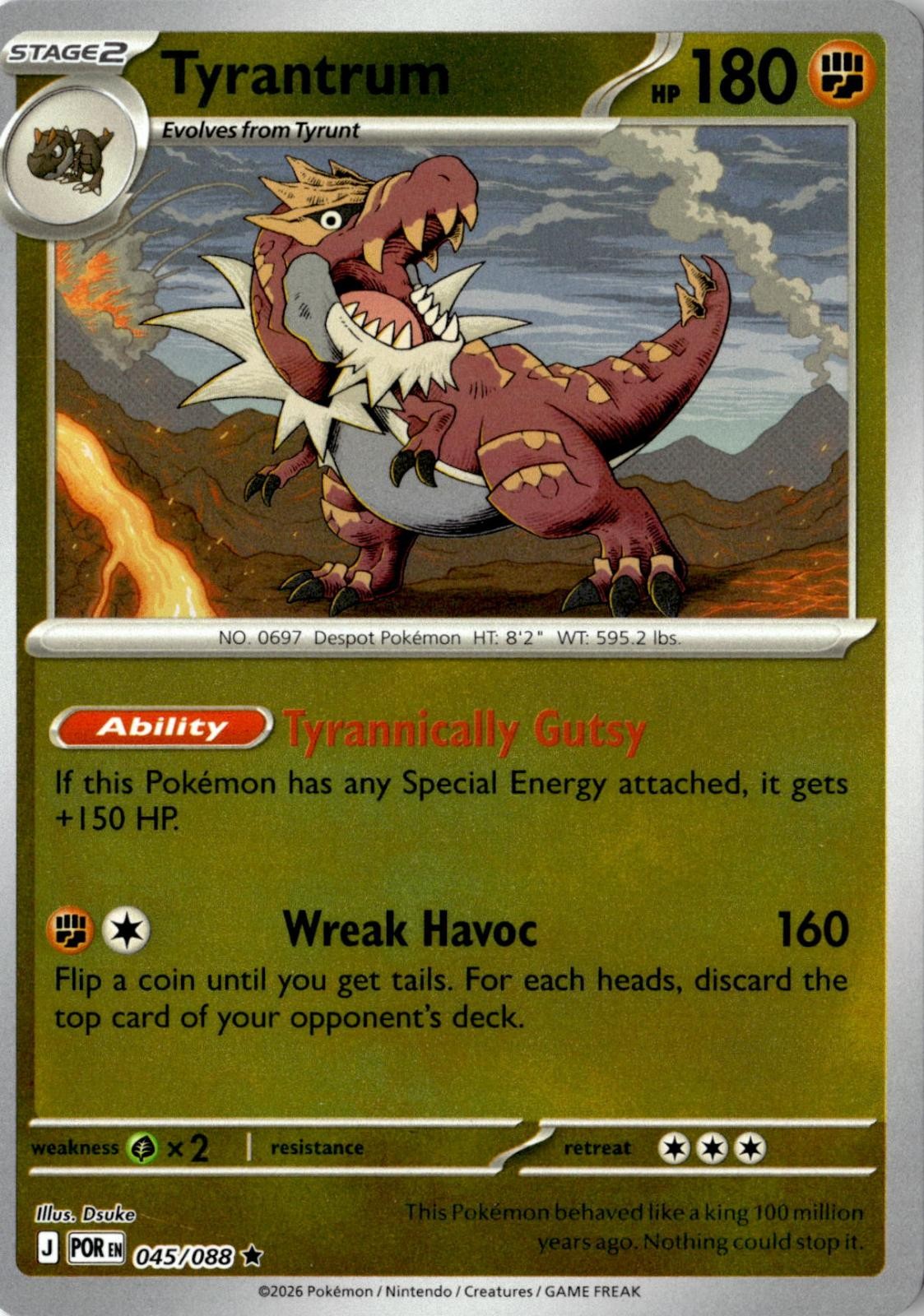 2016 POKEMON TYRANTRUM - 047/088 (NON-HOLO) 045/088 RARE DECK EXCLUSIVES NM