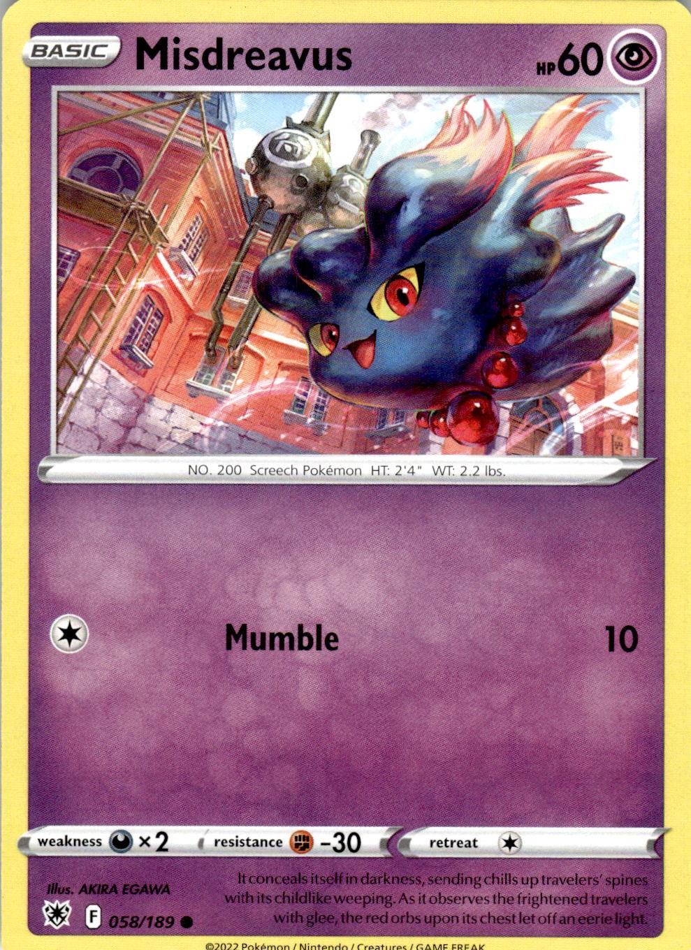 Misdreavus 058/189 Common Astral Radiance Pokemon Near Mint