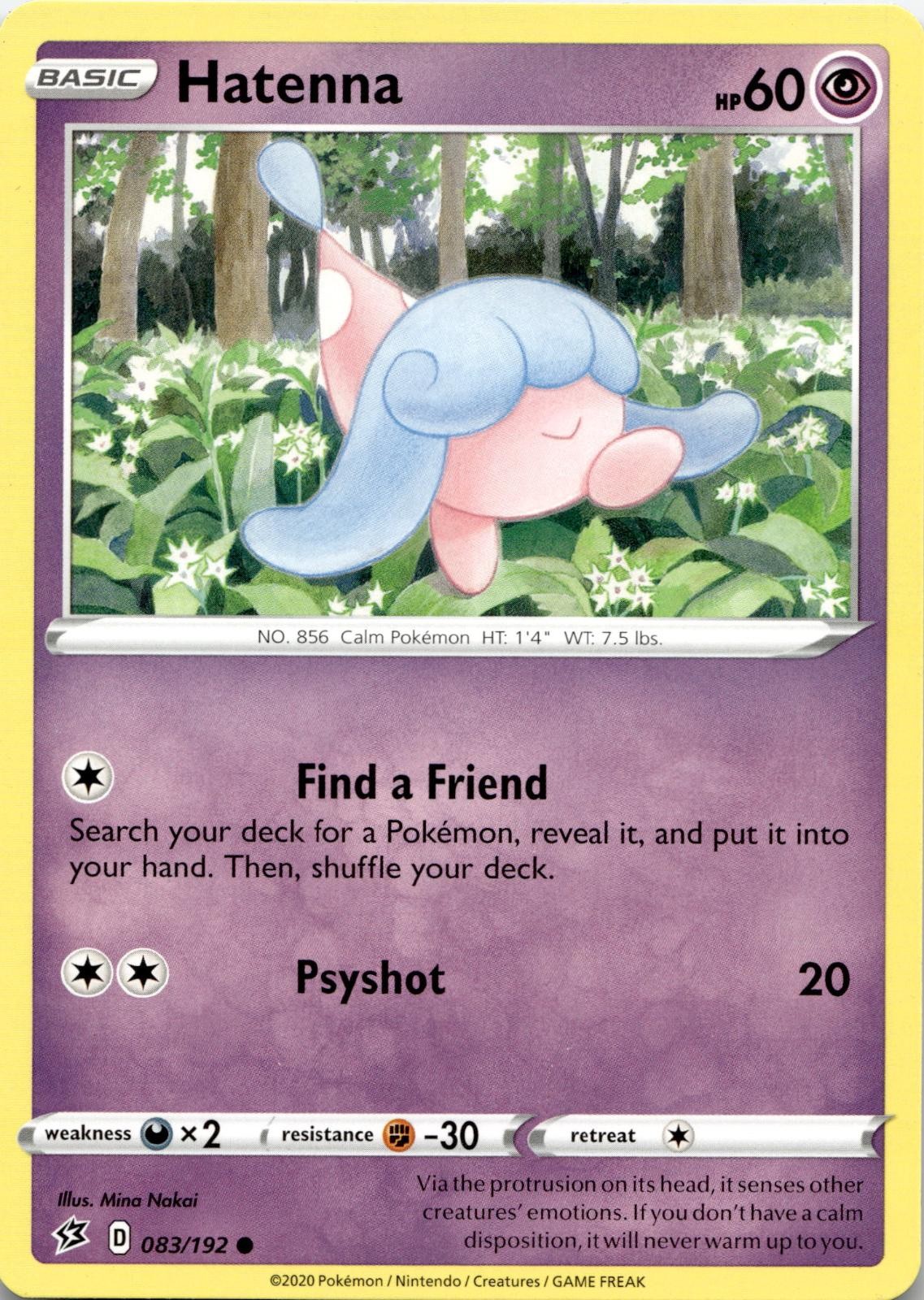 Hatenna 083/192 Common Rebel Clash Pokemon Near Mint