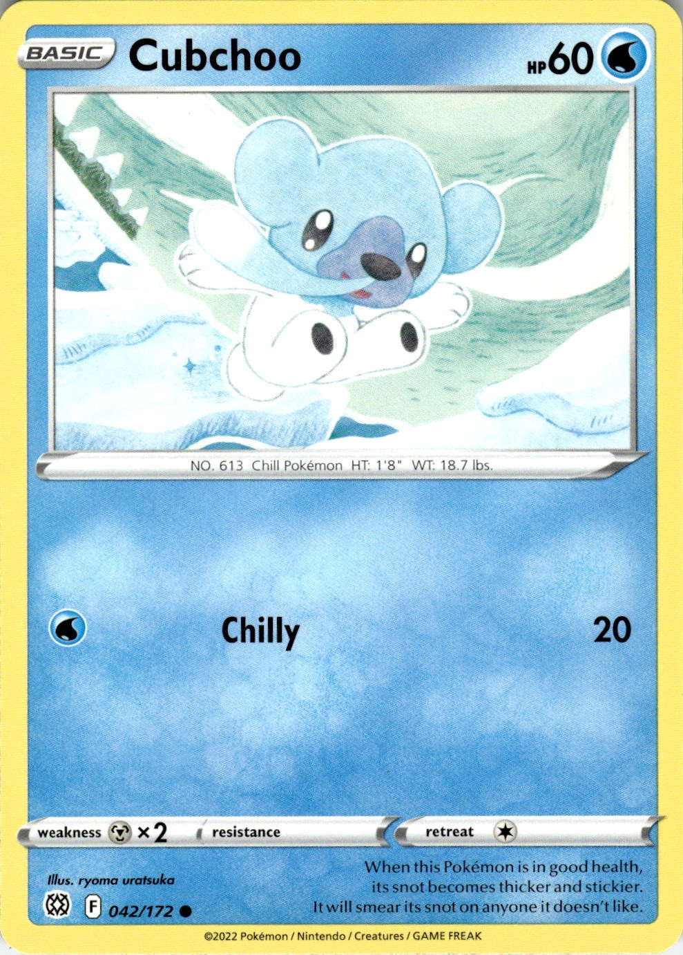 Cubchoo 042/172 Common Brilliant Stars Pokemon Near Mint