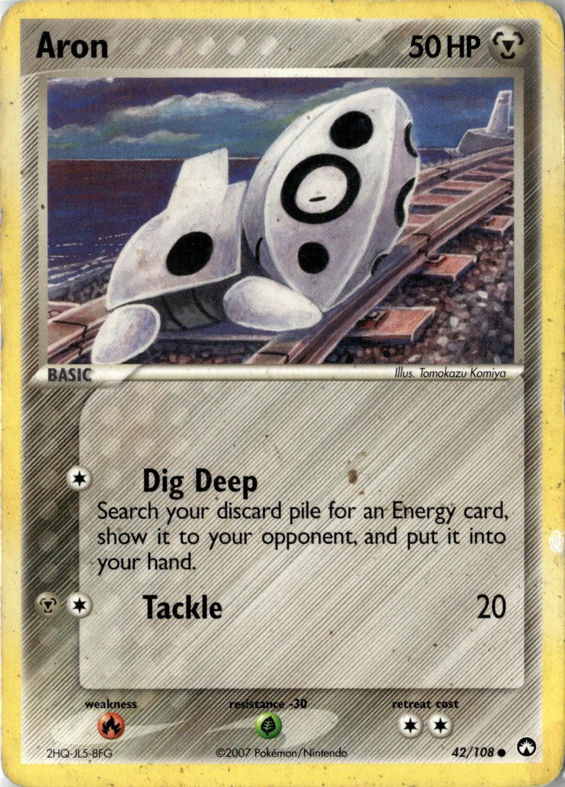 2007 POKEMON ARON 42/108 COMMON POWER KEEPERS LIGHTLY PLAYED
