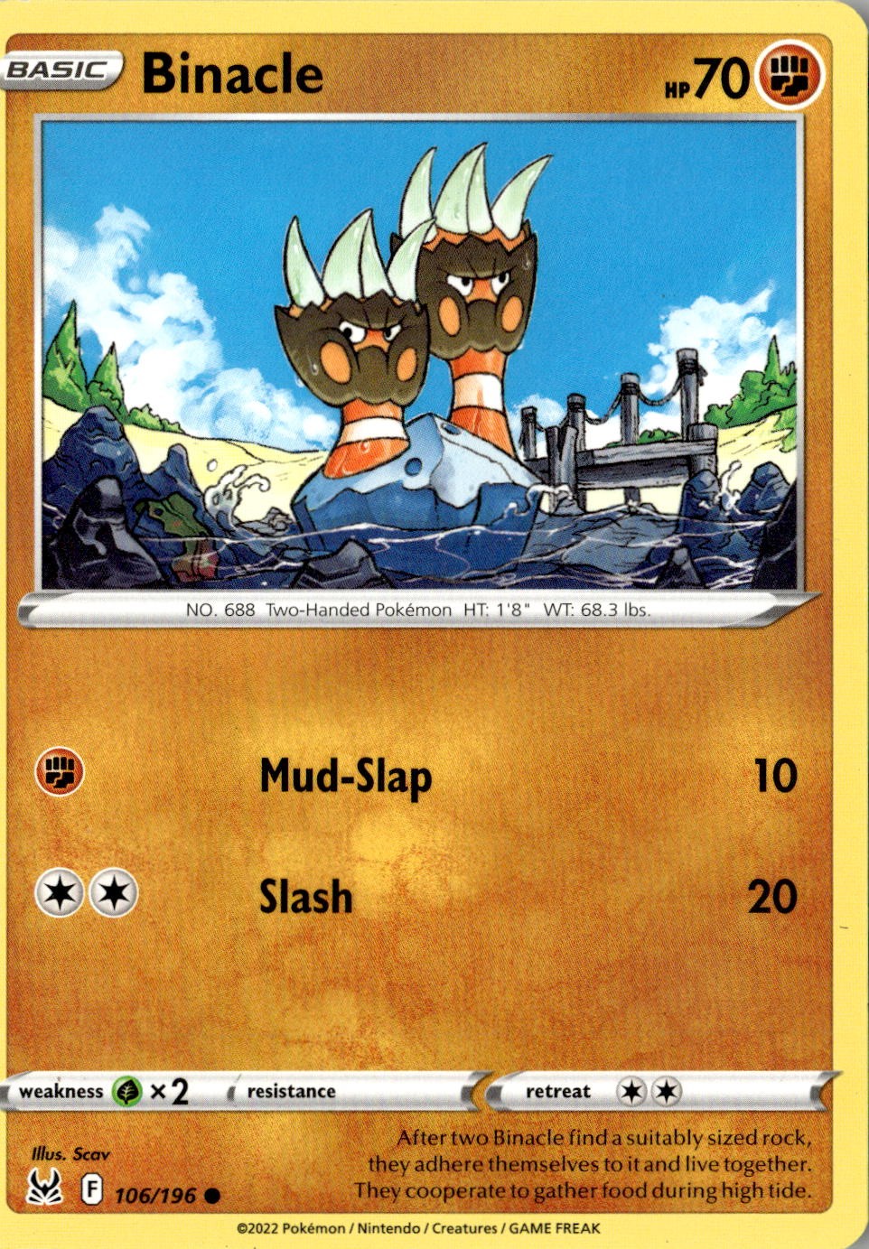2022 POKEMON BINACLE 106/196 COMMON LOST ORIGIN NEAR MINT