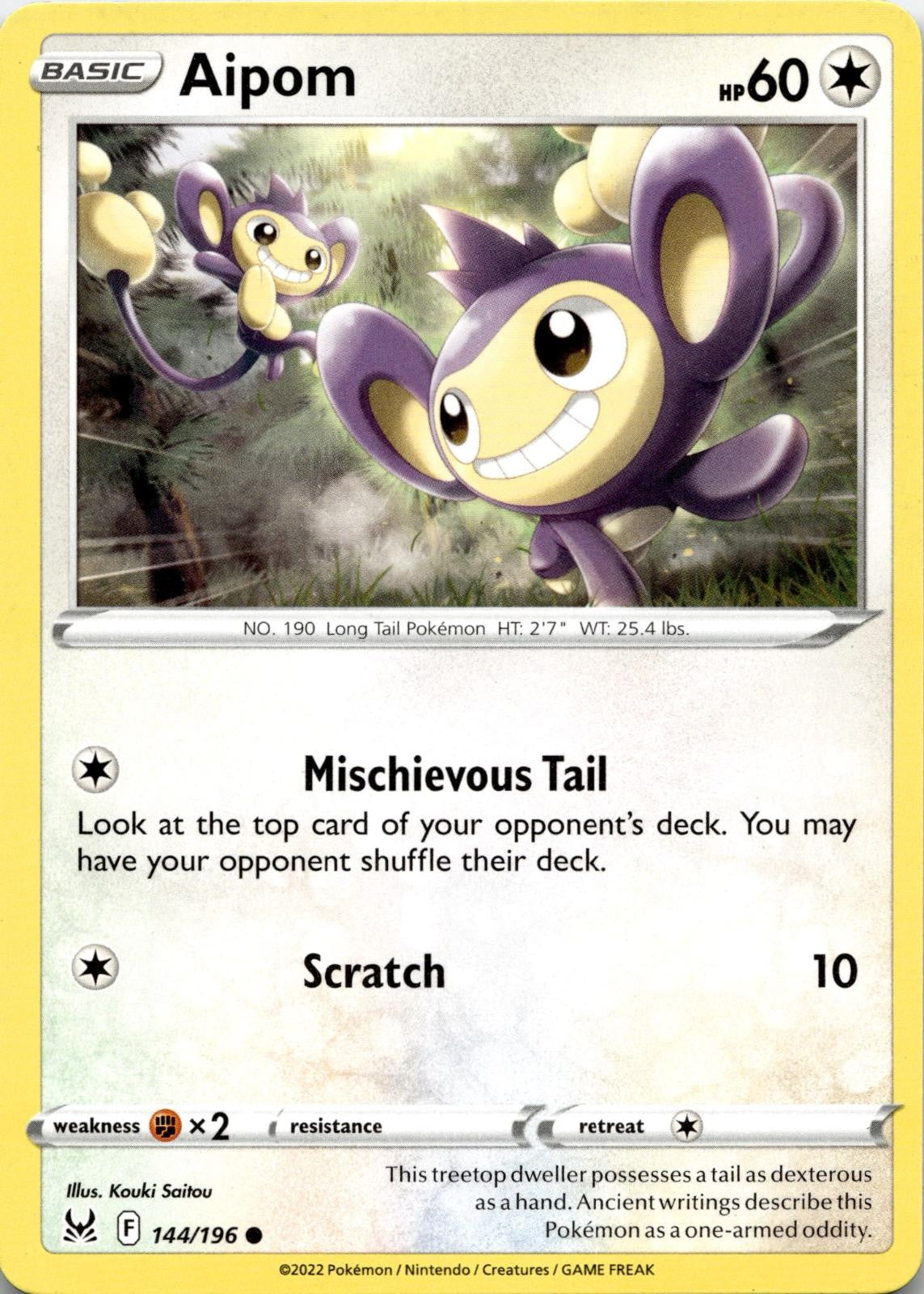 Aipom 144/196 Common Lost Origin Pokemon Near Mint