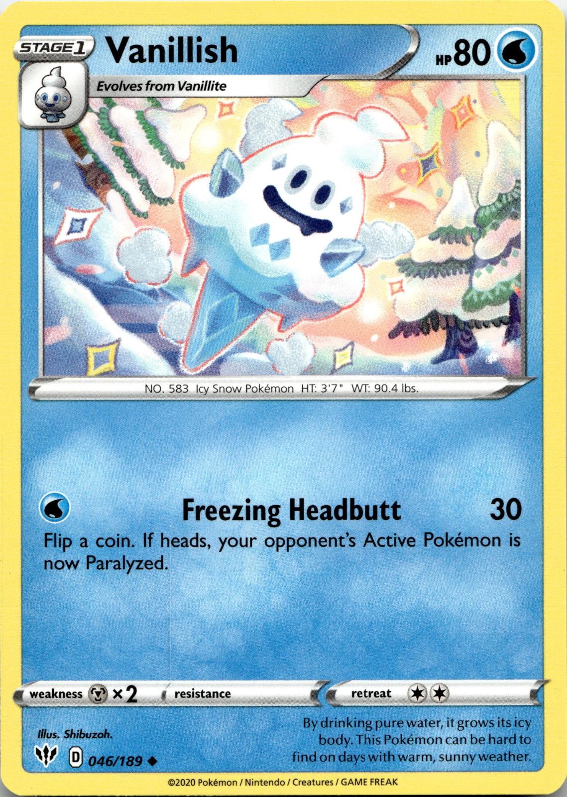Vanillish 046/189 Uncommon Darkness Ablaze Pokemon Near Mint
