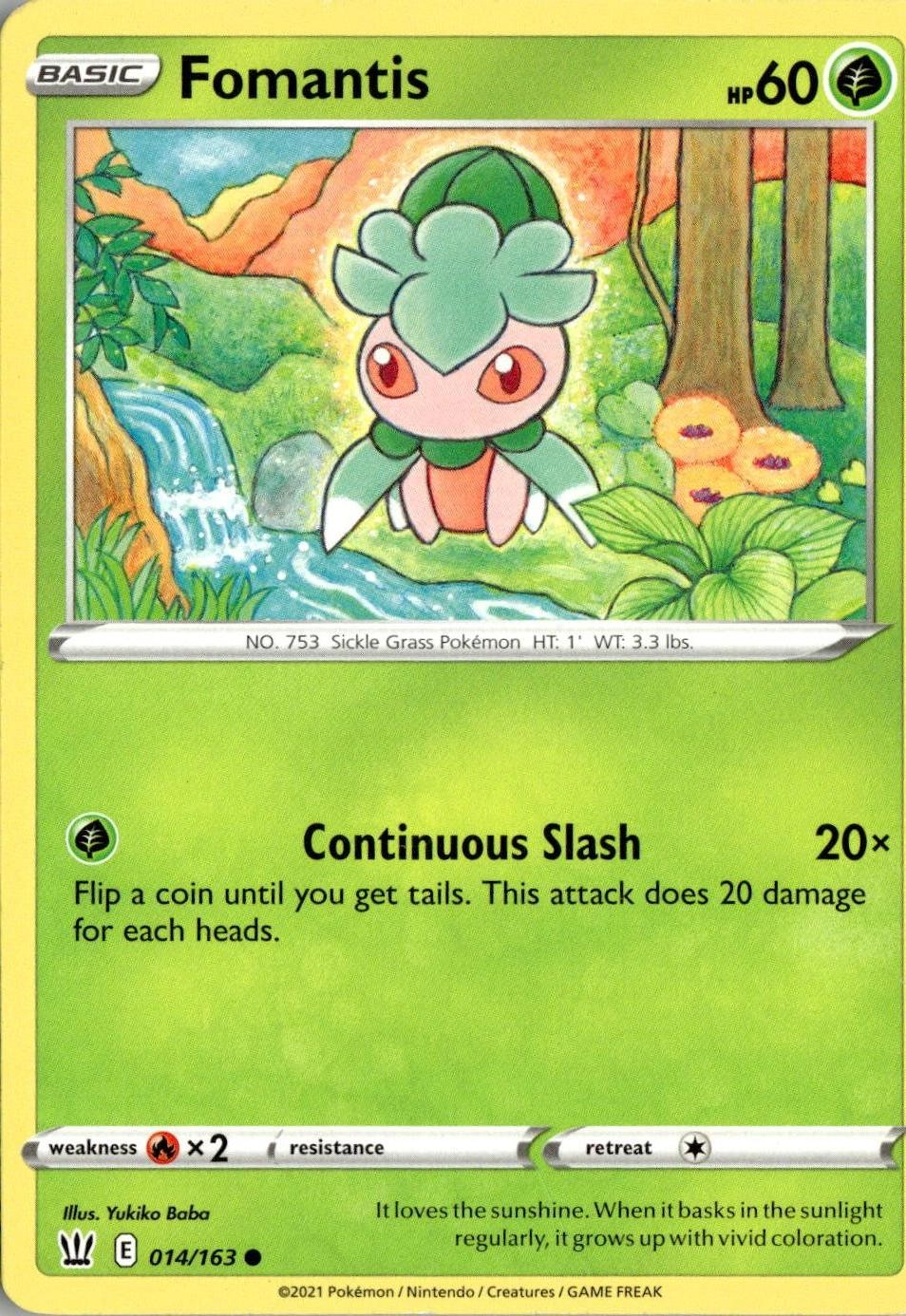 2021 POKEMON FOMANTIS 014/163 COMMON BATTLE STYLES NEAR MINT