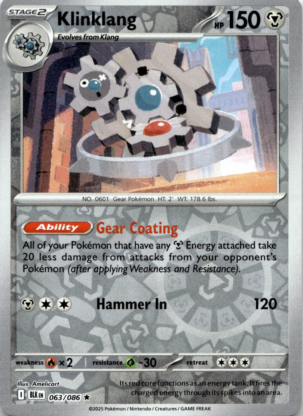 Klinklang 063/086 Rare Black Bolt Pokemon Reverse Holo Near Mint
