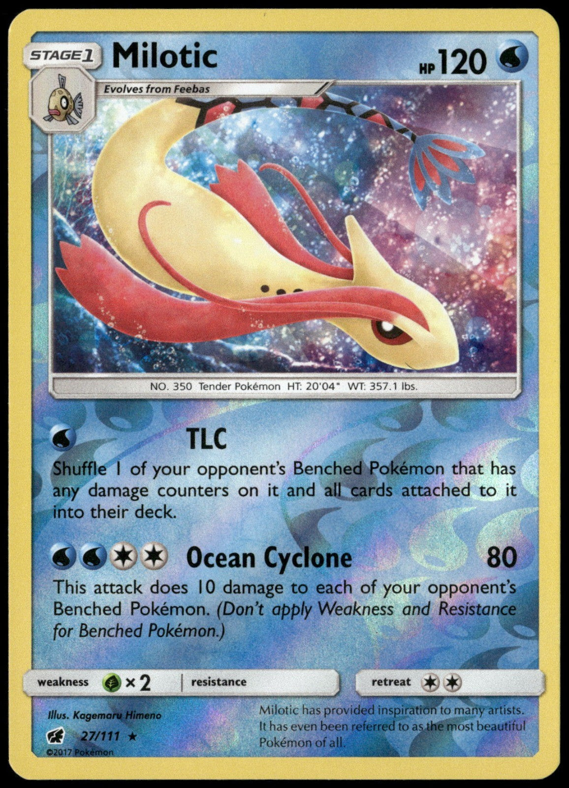 Milotic Reverse Holo Holo Rare SM - Crimson Invasion 27/111 NM