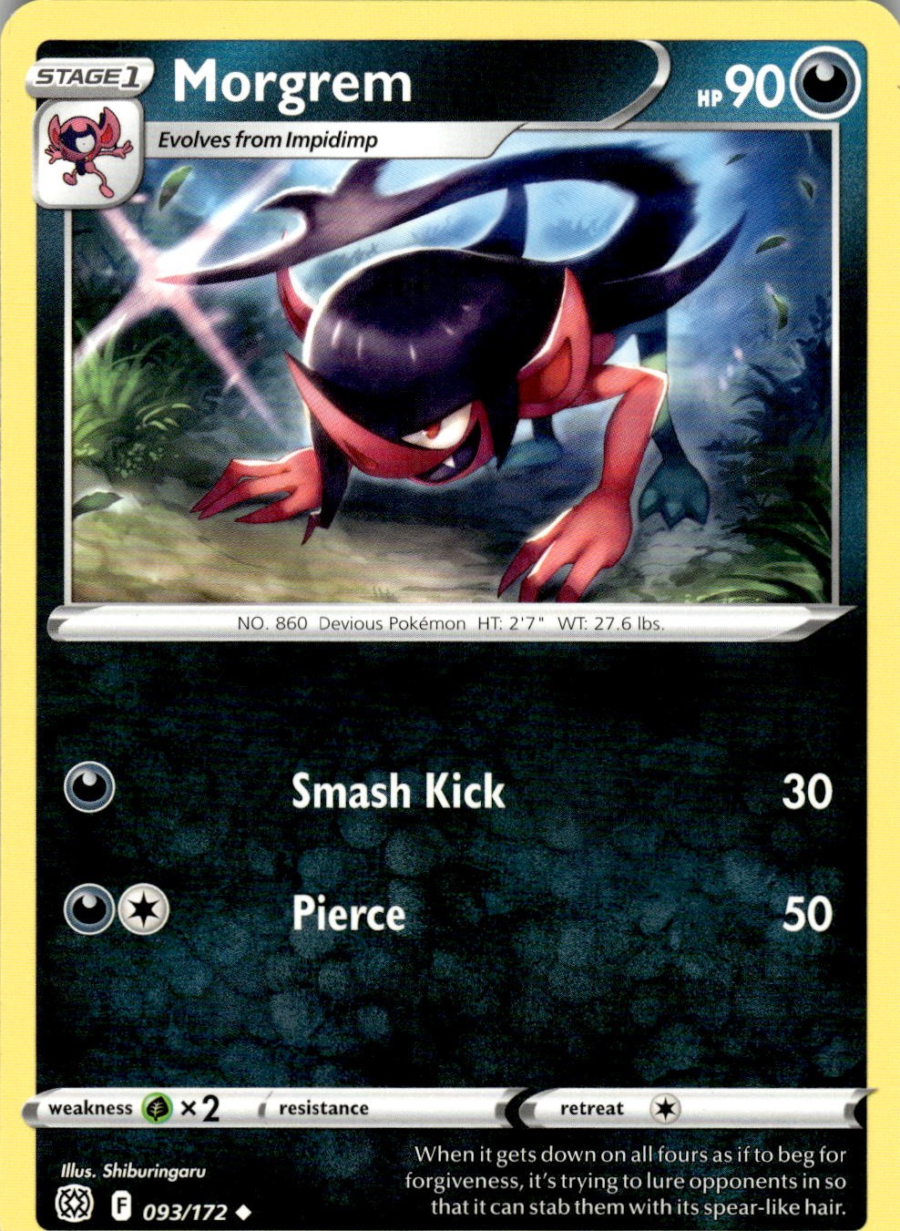 2022 POKEMON MORGREM 093/172 UNCOMMON BRILLIANT STARS NEAR MINT