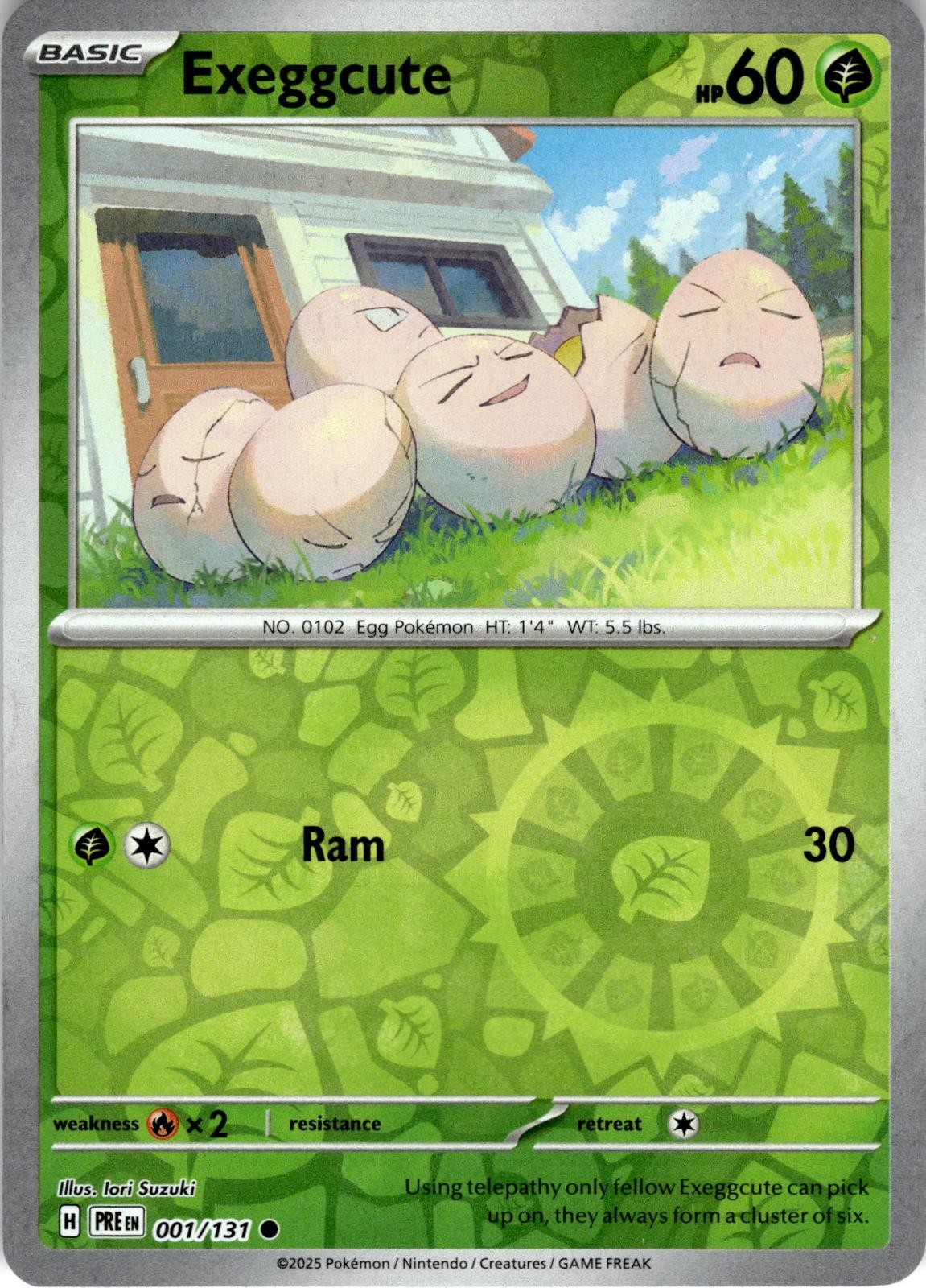 Exeggcute 001/131 Common Prismatic Evolutions Pokemon Reverse Holo Near Mint