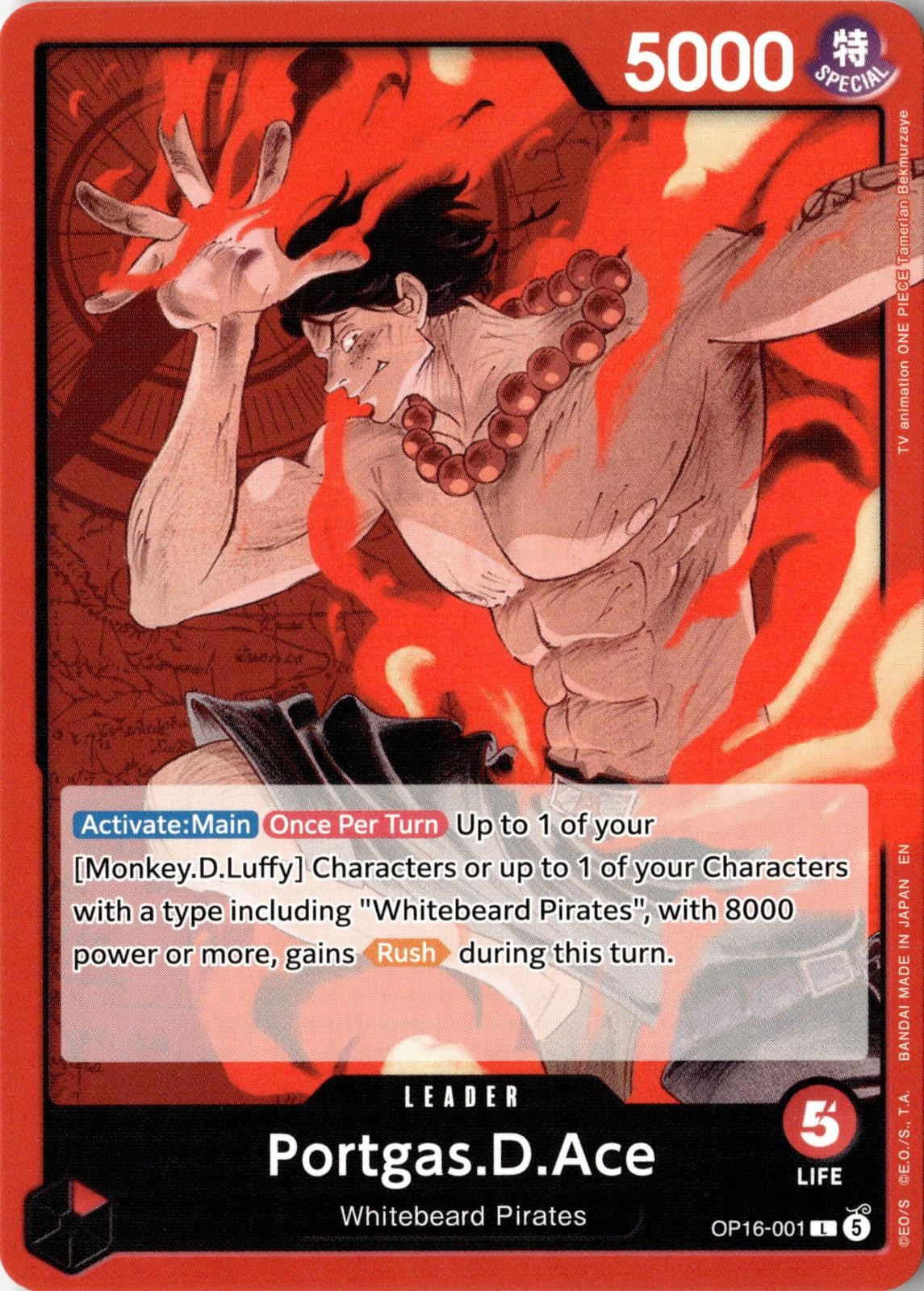 2026 ONE PIECE PORTGAS.D.ACE (001) OP16-001 LEADER THE TIME OF BATTLE NEAR MINT