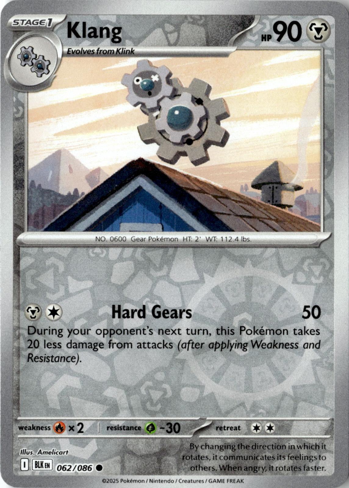 2025 POKEMON KLANG 062/086 COMMON BLACK BOLT REVERSE HOLO NEAR MINT