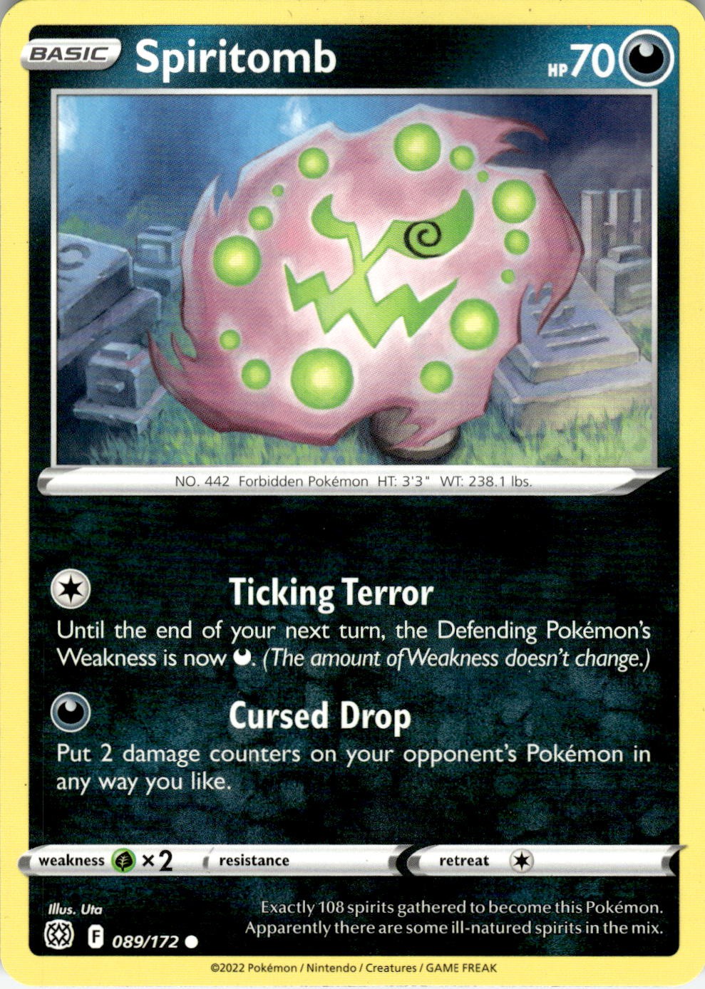 2022 POKEMON SPIRITOMB 089/172 COMMON BRILLIANT STARS NEAR MINT