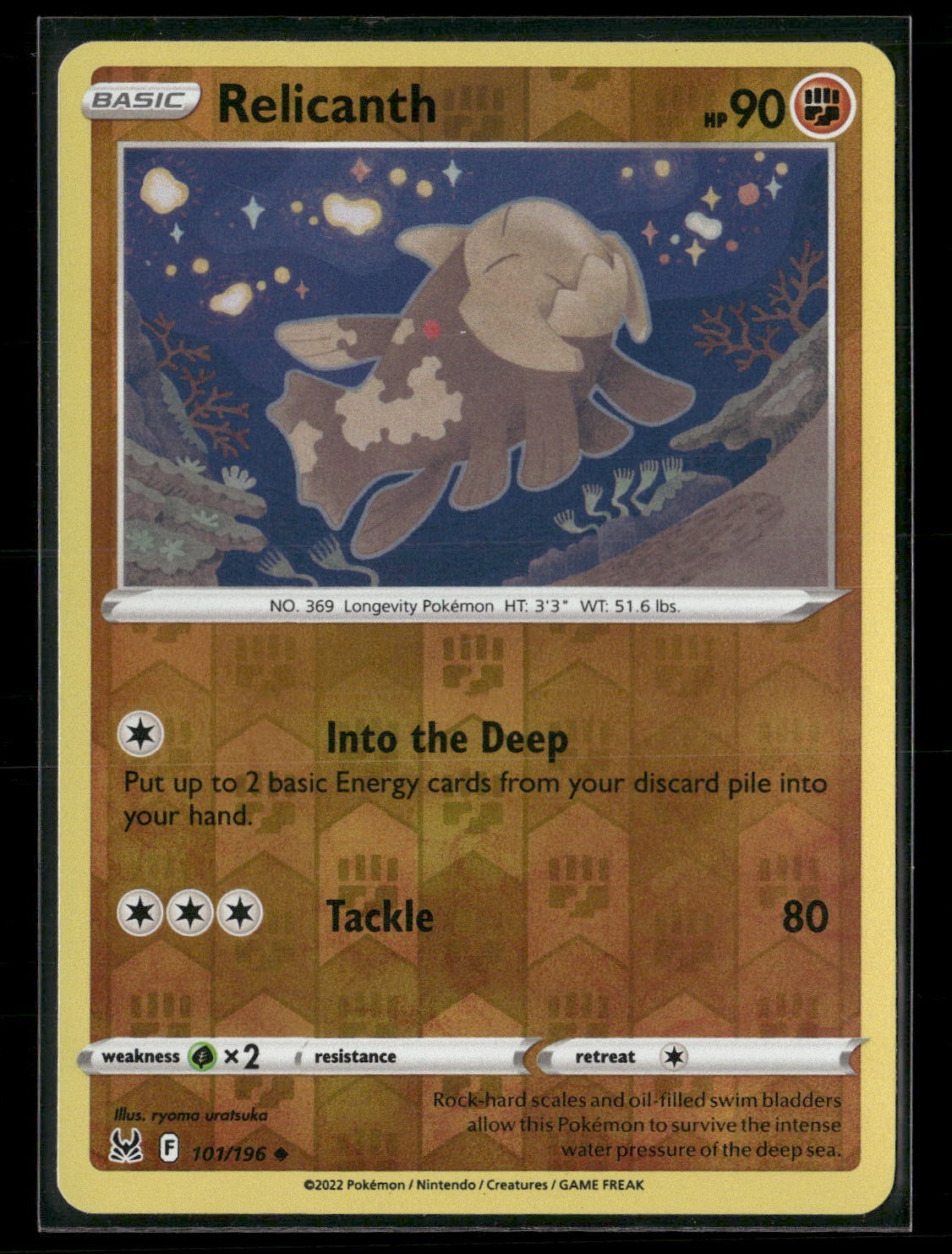 Relicanth Reverse Holo Uncommon SWSH11: Lost Origin 101/196 NM