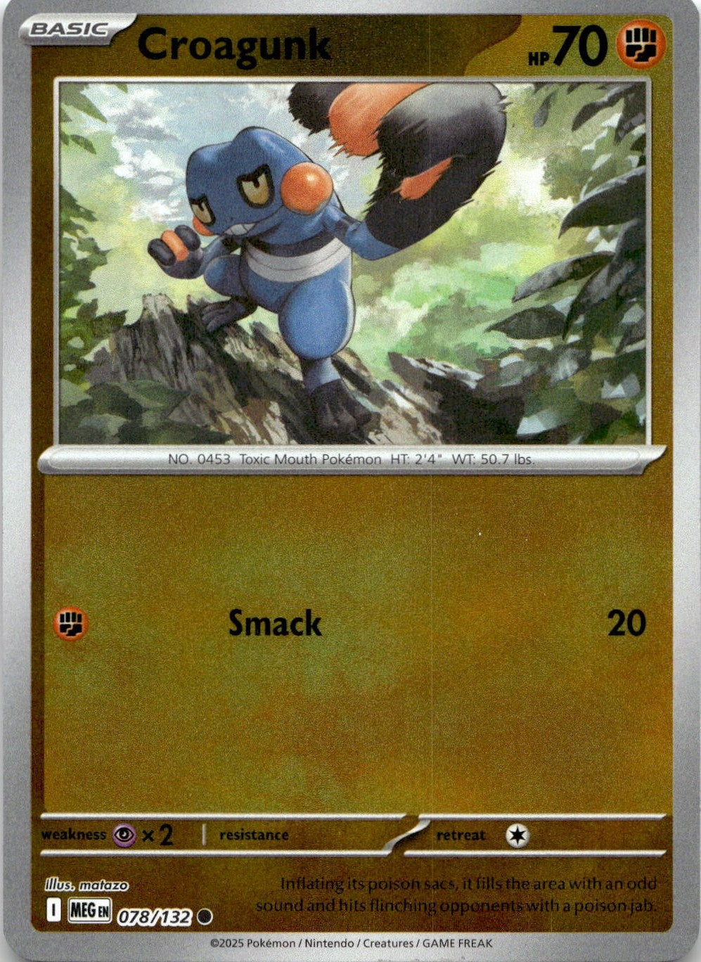 Croagunk 078/132 Common Mega Evolution Pokemon Reverse Holo Near Mint