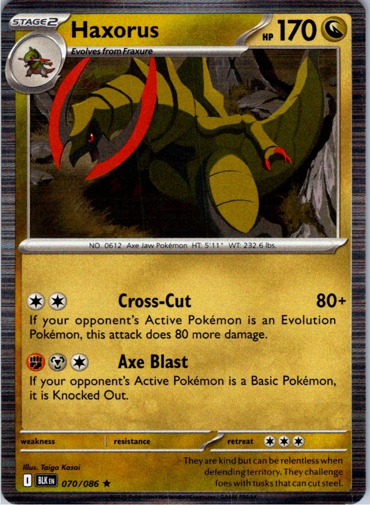 Haxorus 070/086 Holo Rare Black Bolt Pokemon Near Mint