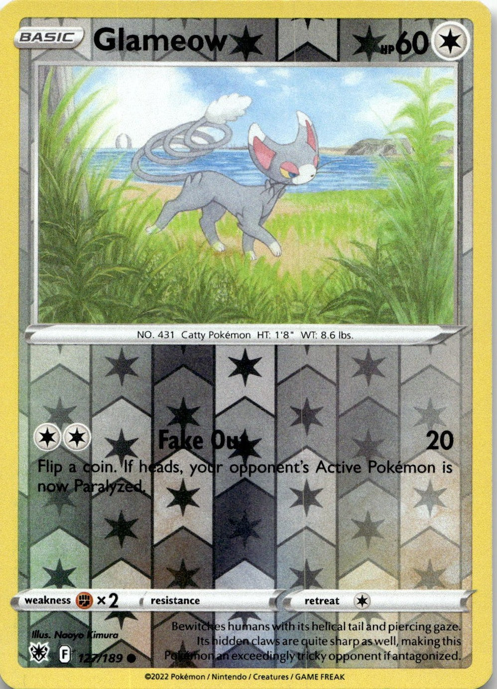 Glameow 127/189 Common Astral Radiance Pokemon Reverse Holo Near Mint