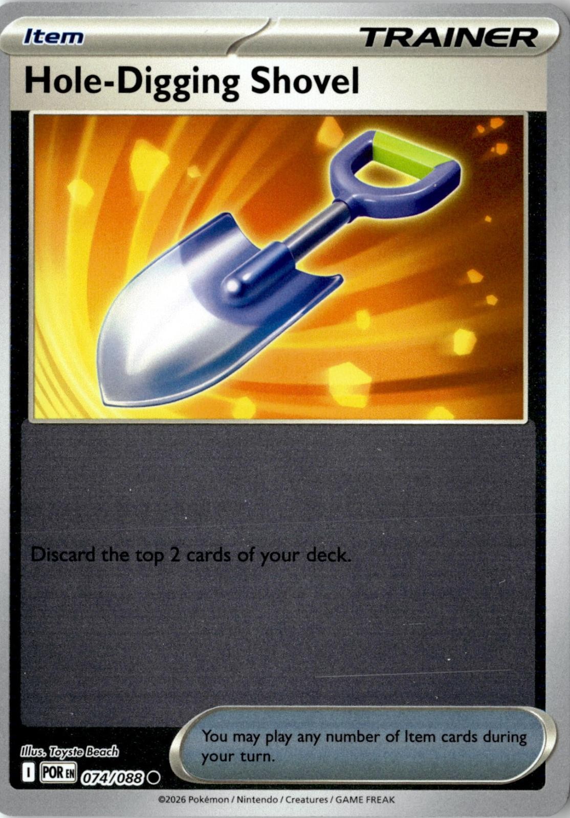 2026 POKEMON HOLE-DIGGING SHOVEL 074/088 COMMON PERFECT ORDER REVERSE HOLO NM