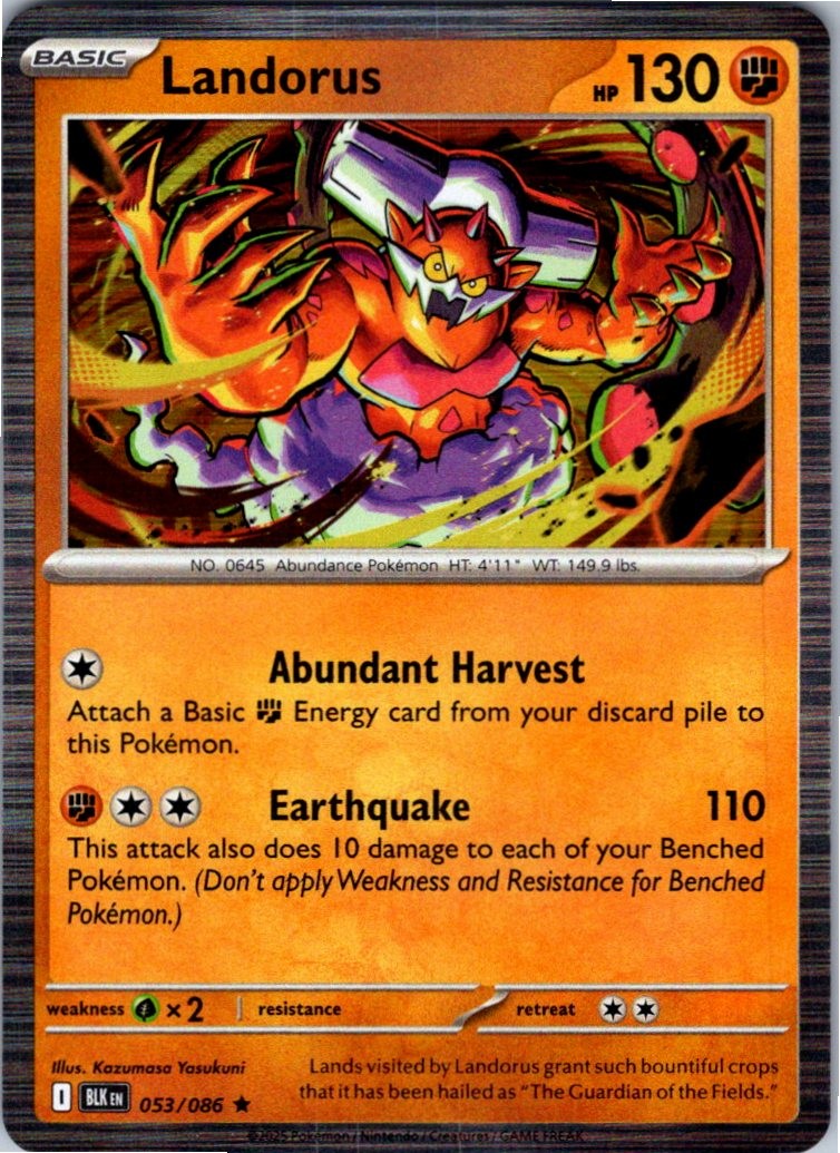 Landorus 053/086 Holo Rare Black Bolt Pokemon Near Mint