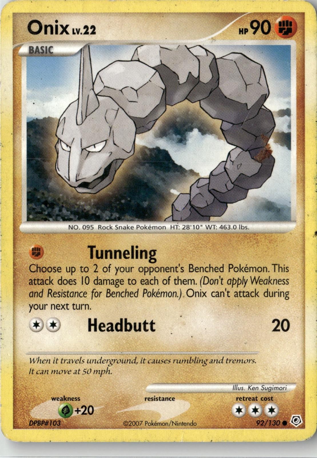 2007 POKEMON ONIX 92/130 COMMON DIAMOND & PEARL NEAR MINT
