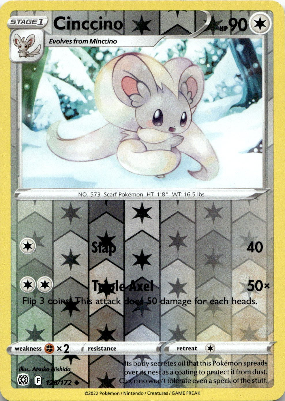 Cinccino 125/172 Uncommon Brilliant Stars Pokemon Reverse Holo Lightly Played