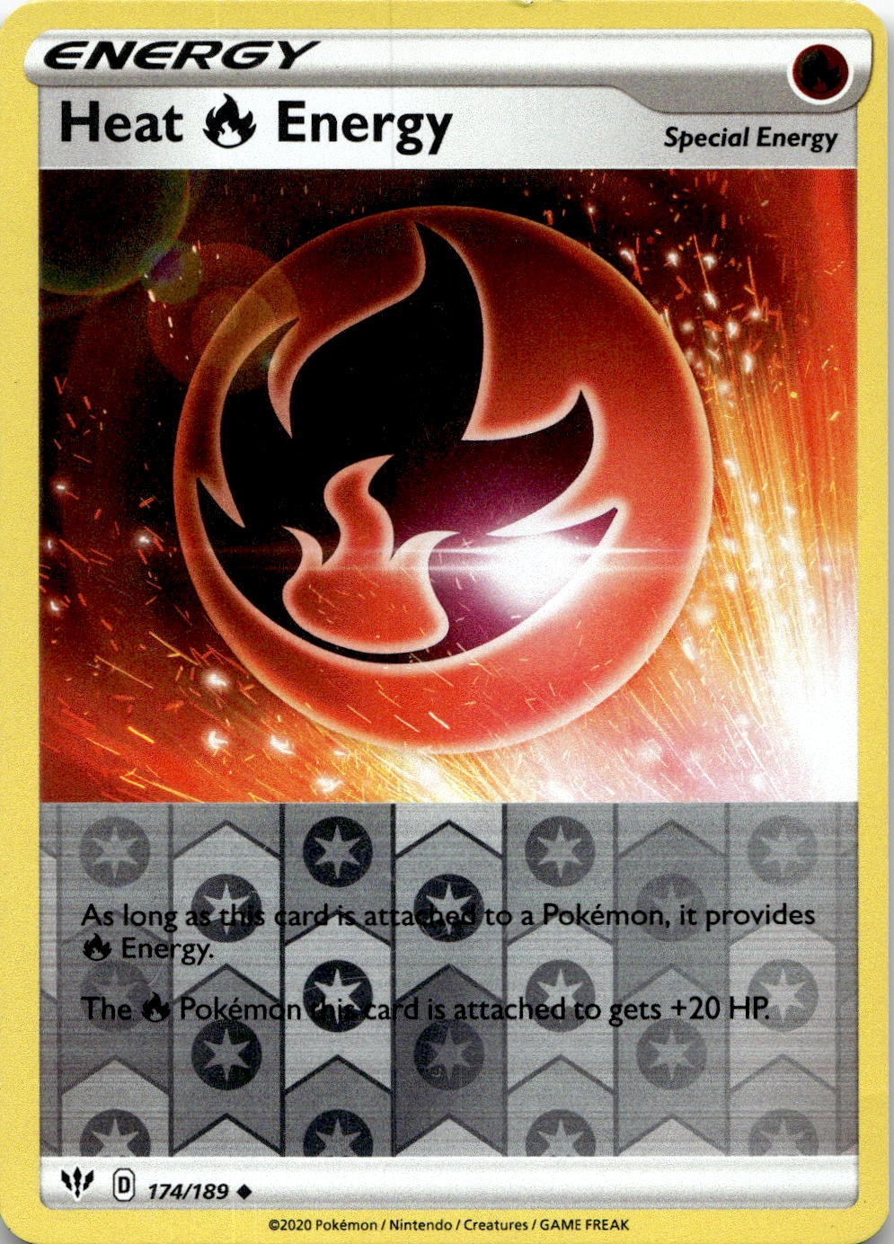 Heat Fire Energy 174/189 Uncommon Darkness Ablaze Pokemon Reverse Holo Near Mint