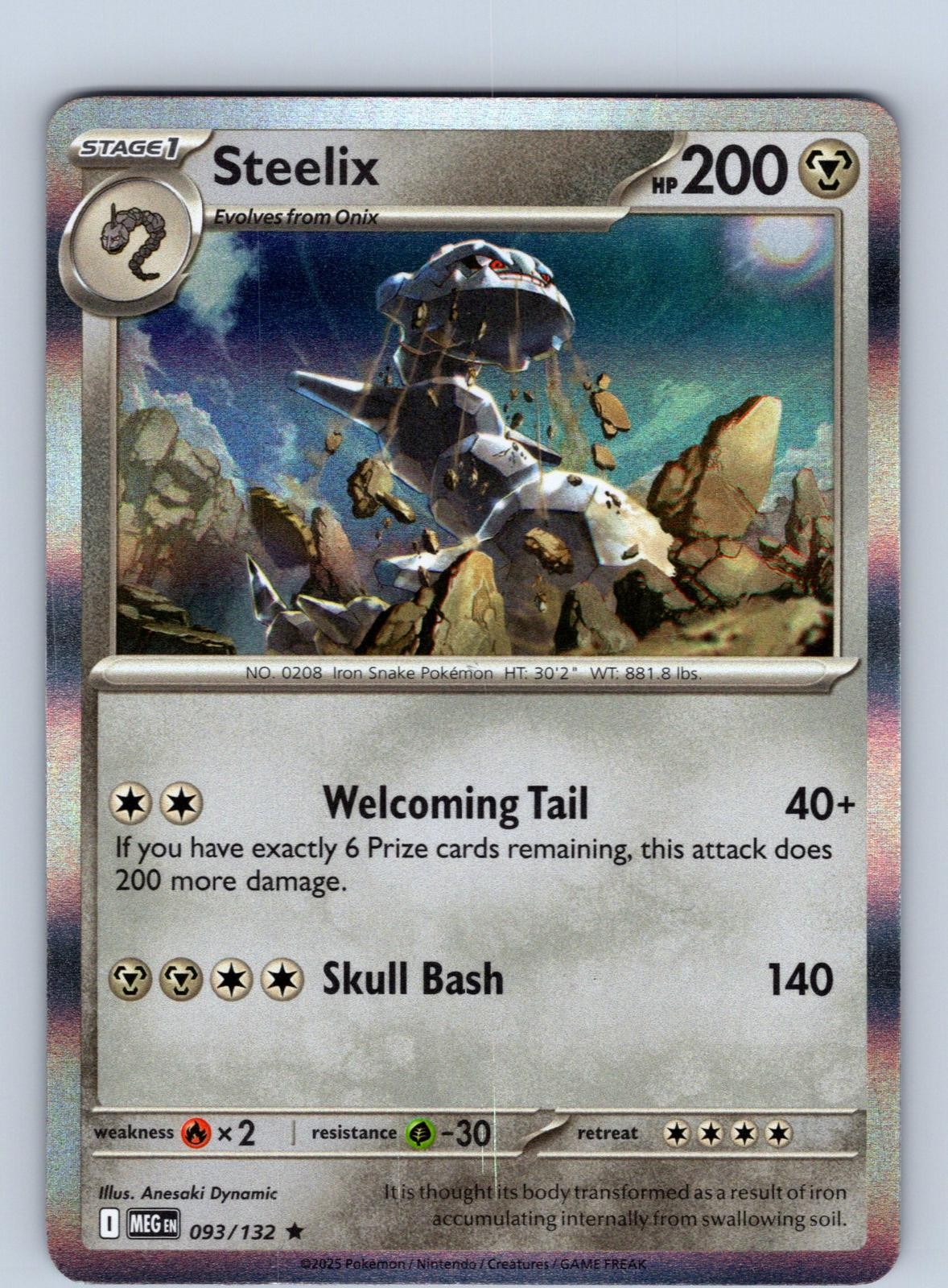 Steelix 093/132 Rare Mega Evolution Pokemon Holo Near Mint