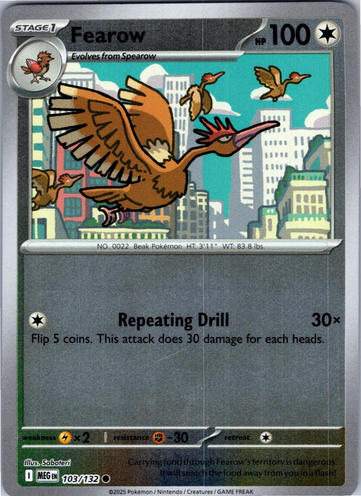 Fearow 103/132 Common Mega Evolution Pokemon Lightly Played