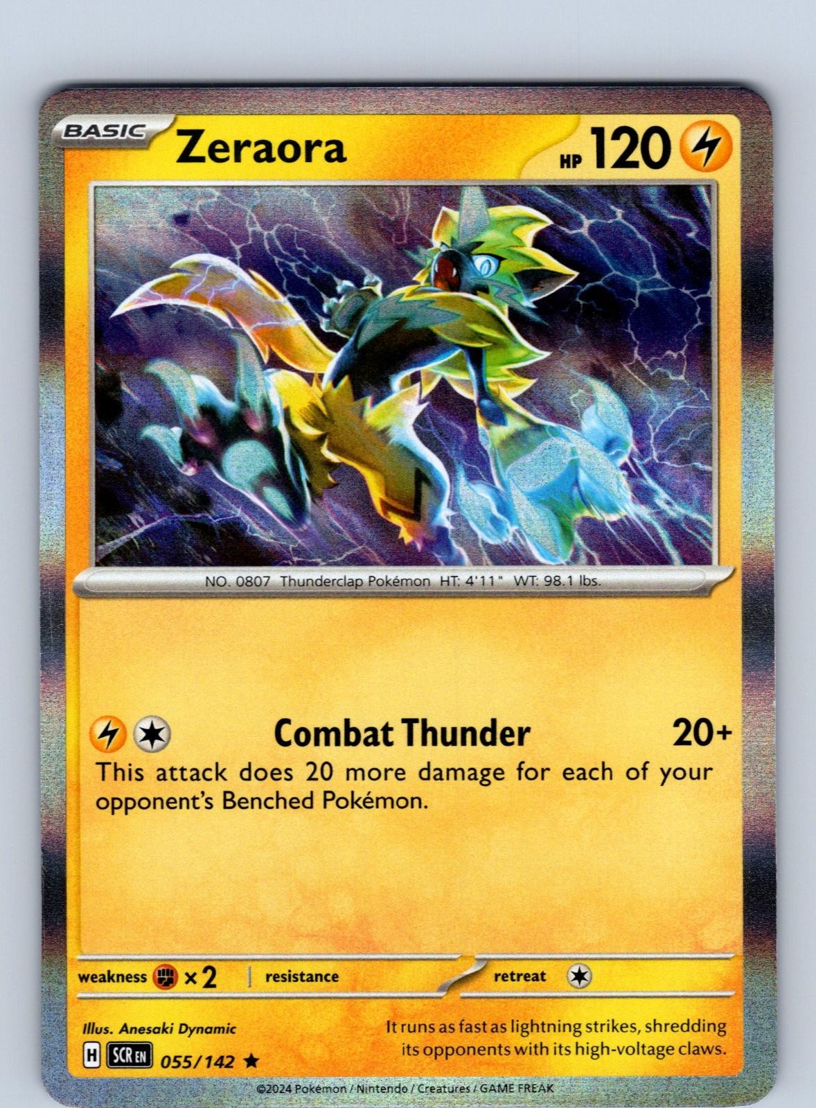 Zeraora 55/142 Rare Stellar Crown Pokemon Holo Near Mint