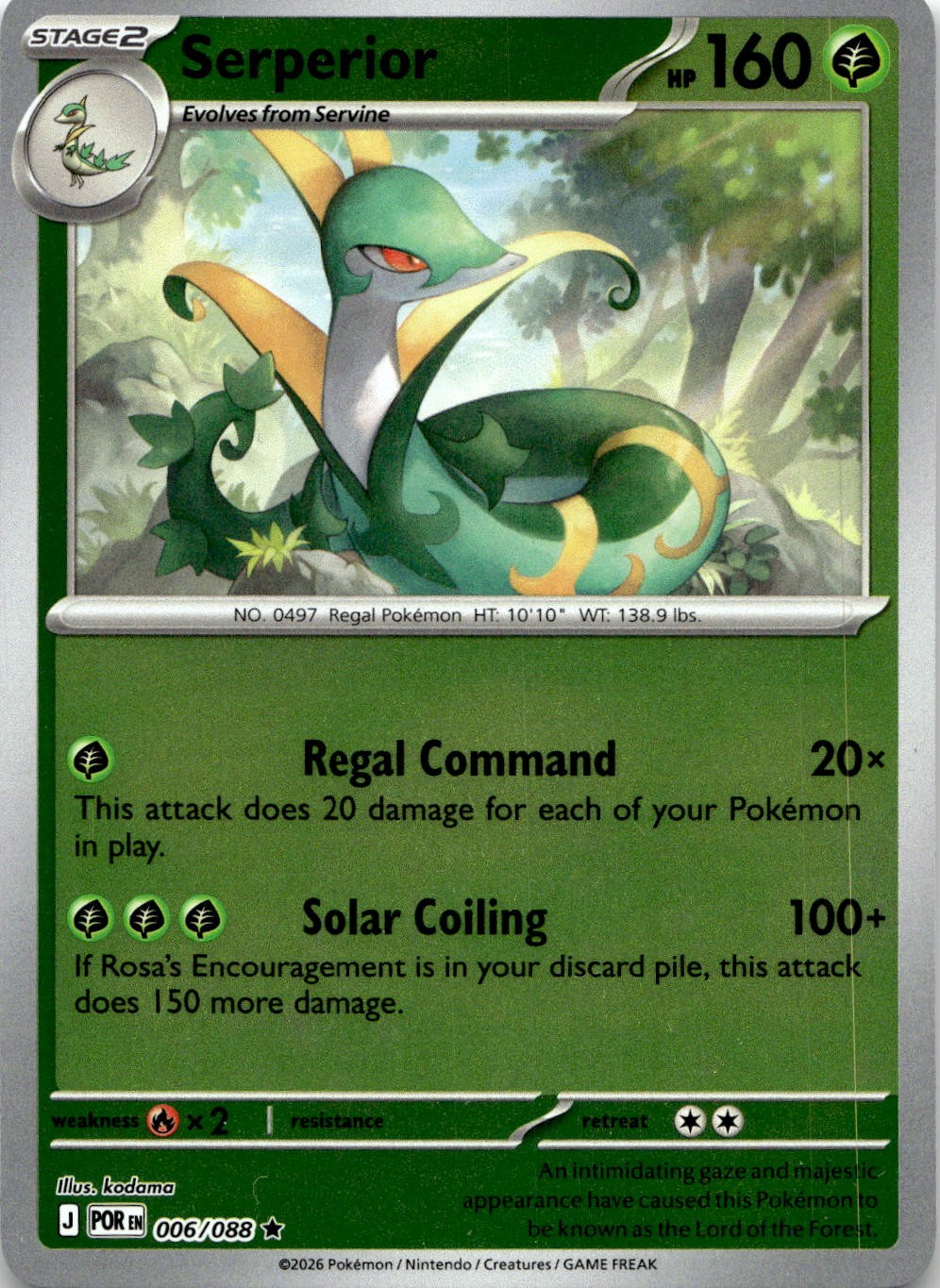 Serperior 006/088 Rare Perfect Order Pokemon Reverse Holo Near Mint