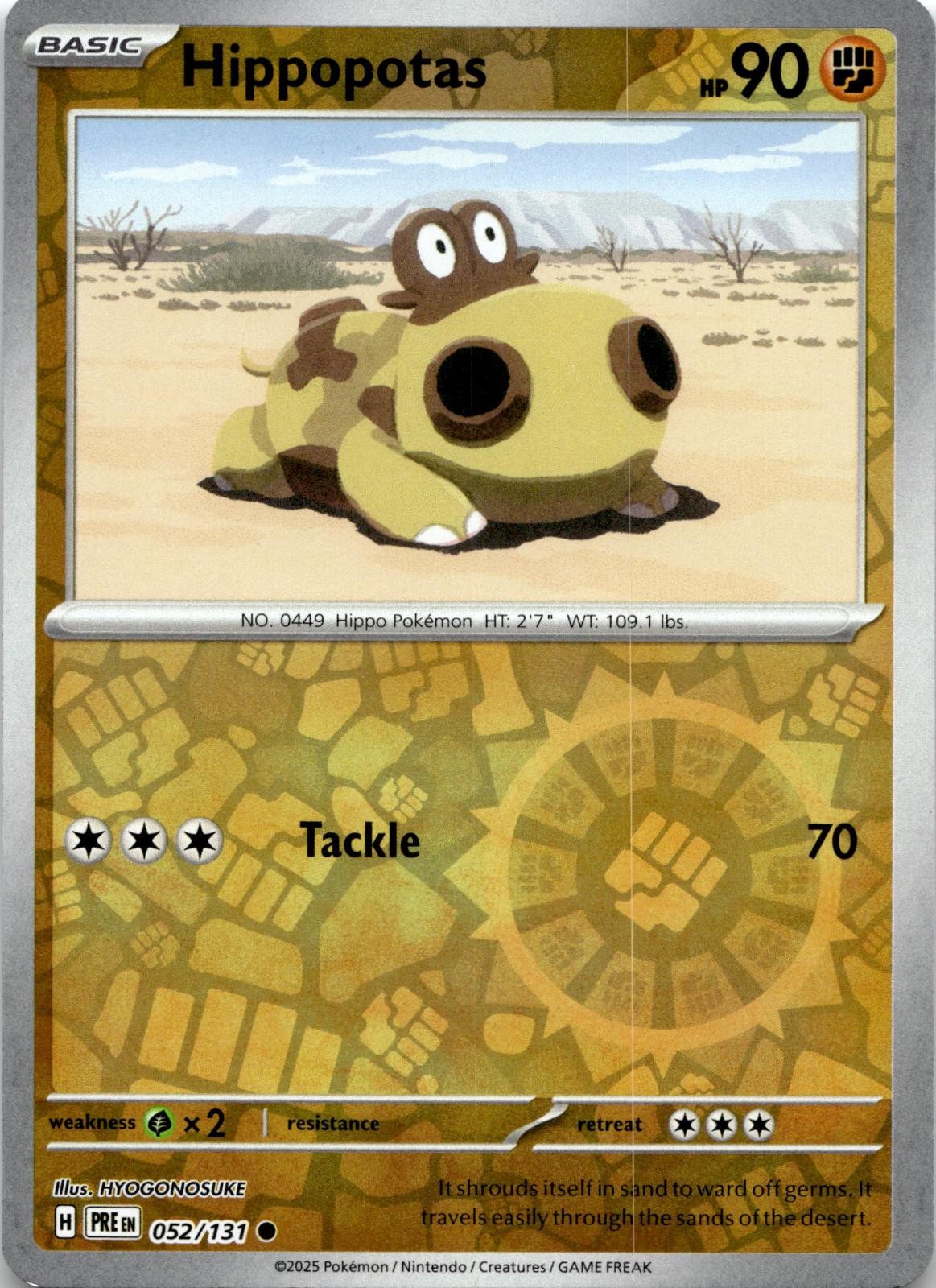 Hippopotas 052/131 Common Prismatic Evolutions Pokemon Reverse Holo Near Mint