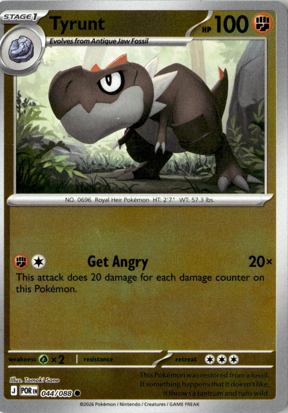 2026 POKEMON TYRUNT 044/088 COMMON PERFECT ORDER NEAR MINT