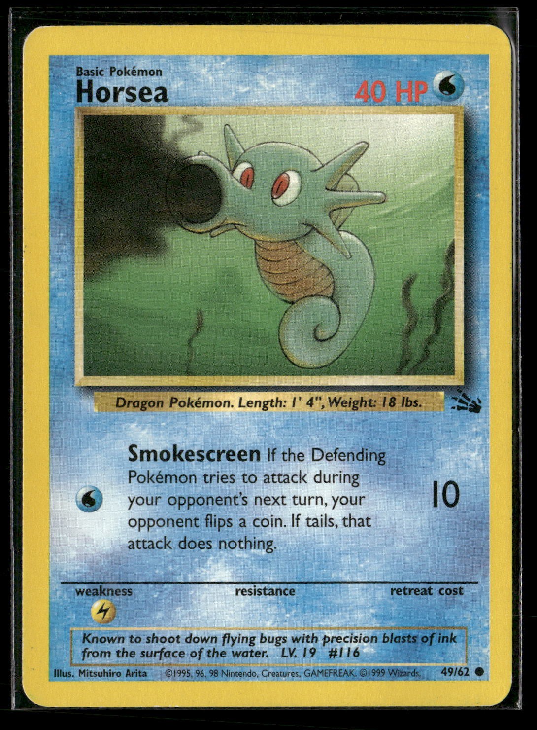 Horsea Unlimited Common Fossil 49/62 NM