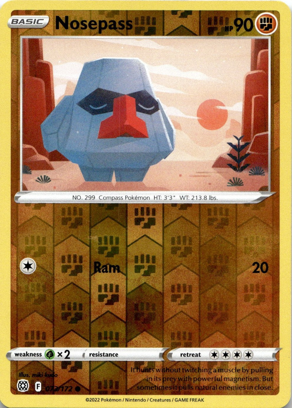 Nosepass 073/172 Common Brilliant Stars Pokemon Reverse Holo Lightly Played