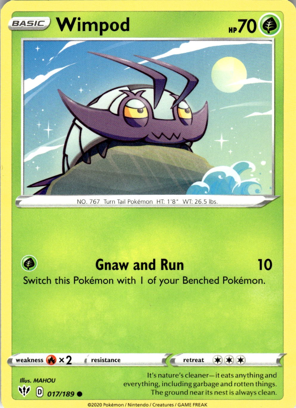Wimpod 017/189 Common Darkness Ablaze Pokemon Near Mint