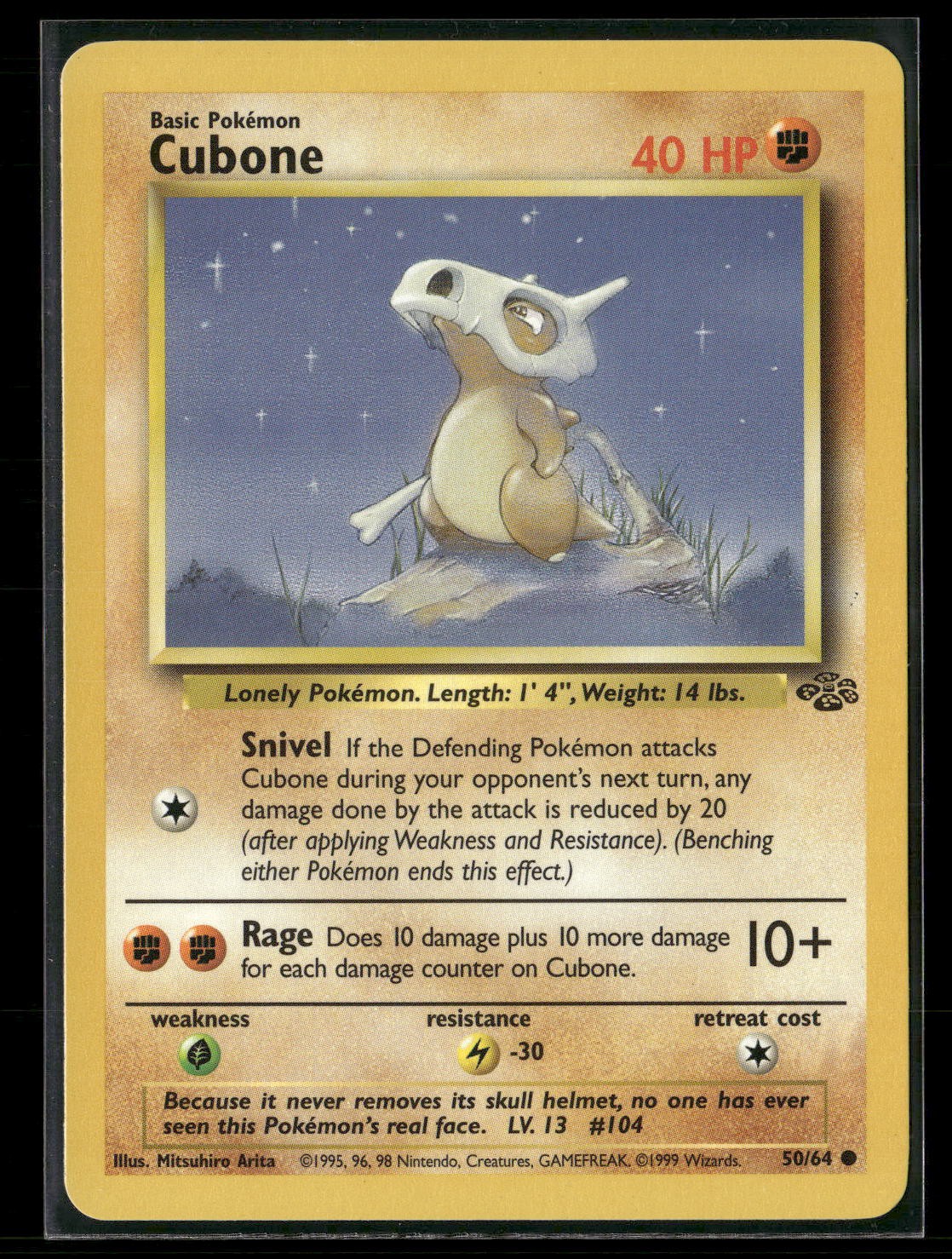 Cubone Unlimited Common Jungle 50/64 NM